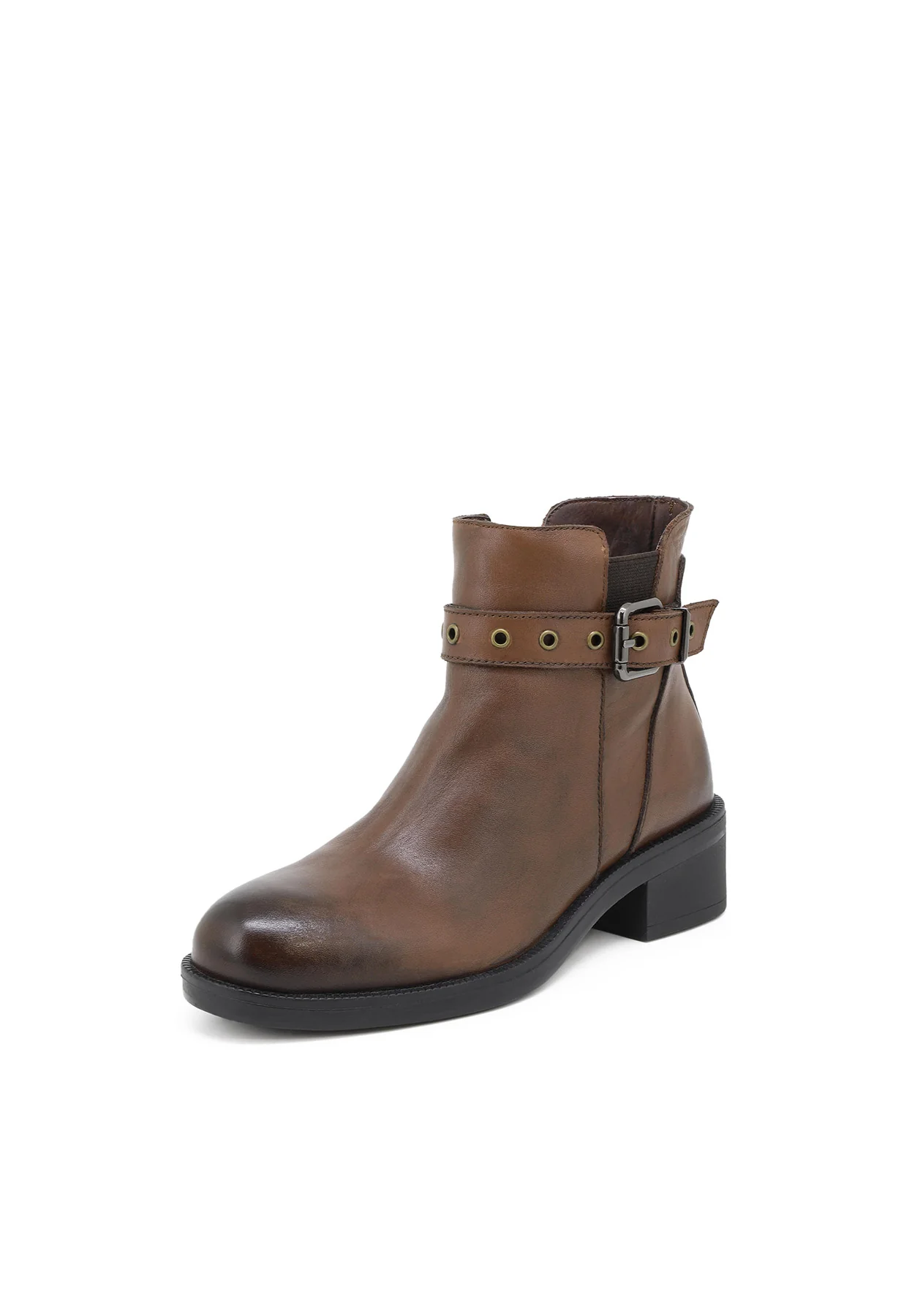 Stivaletto nero in vera pelle con cinturino QH-22 S-269 - Image 8