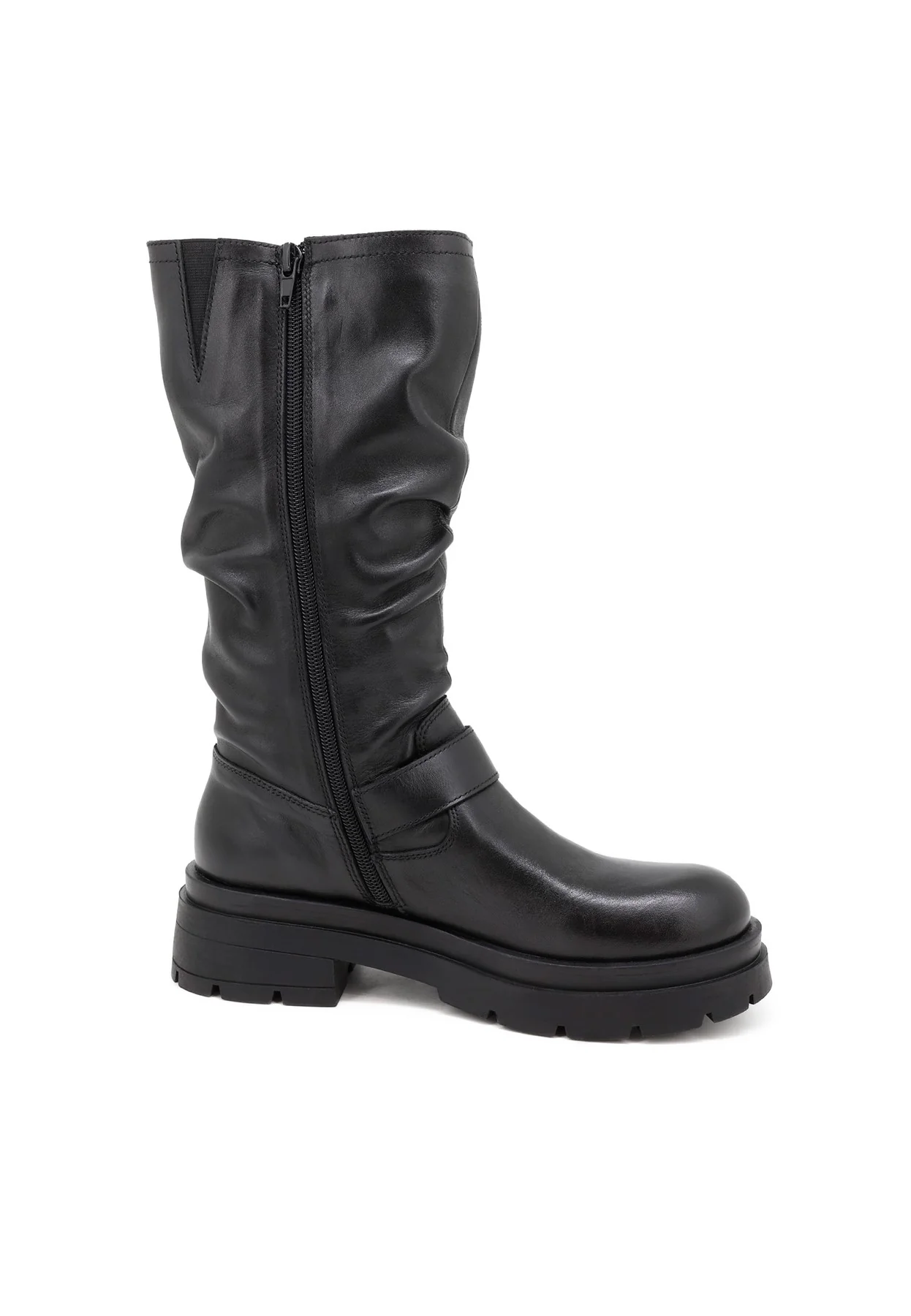 Stivale nero in vera pelle con gambale morbido QH-22 S-277 - Image 3