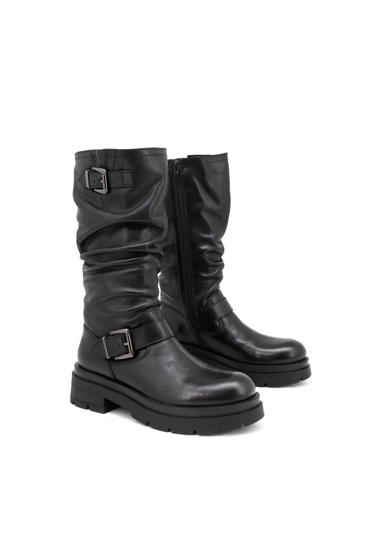 Stivale nero in vera pelle con gambale morbido QH-22 S-277 - Image 4
