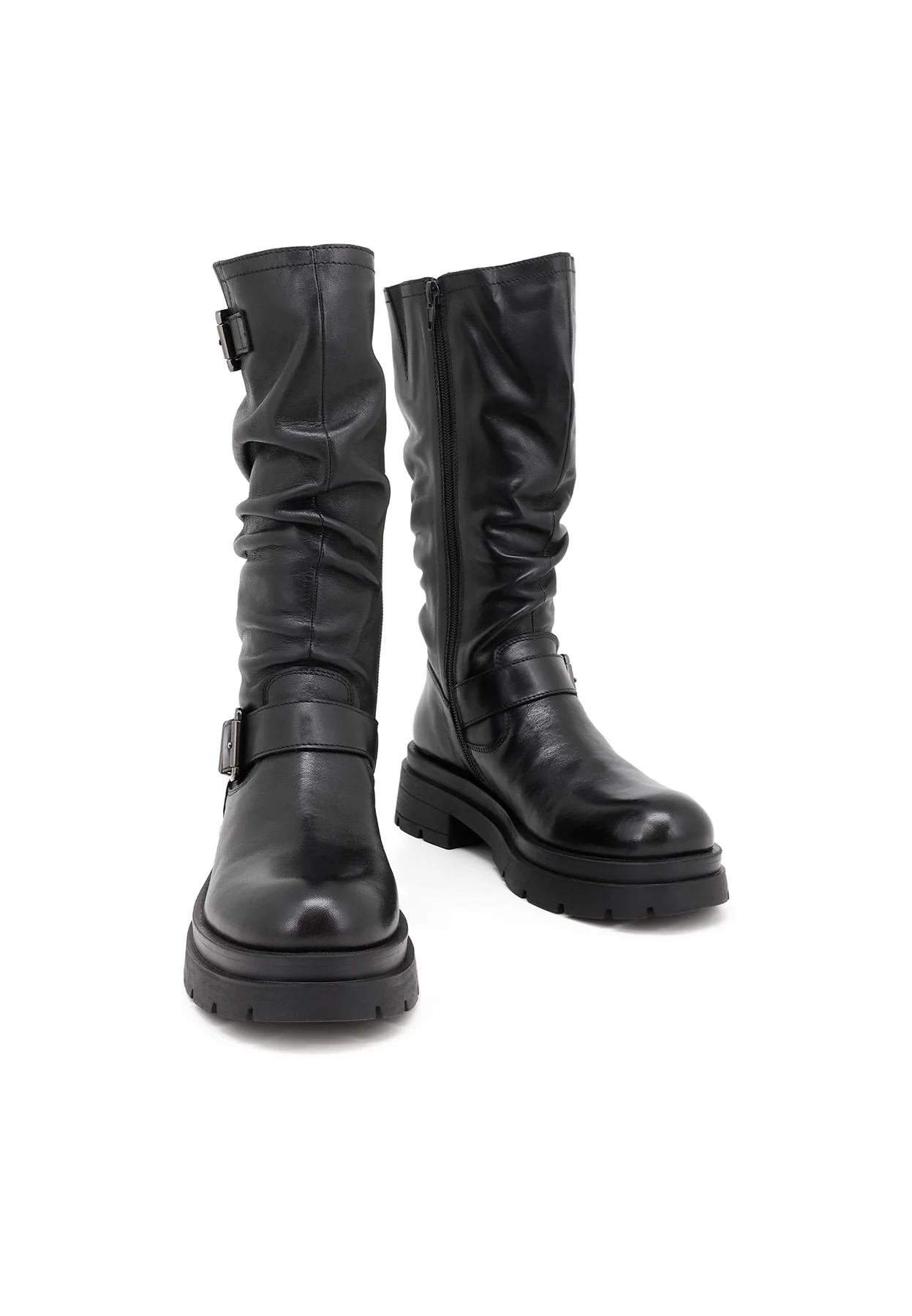 Stivale nero in vera pelle con gambale morbido QH-22 S-277 - Image 5