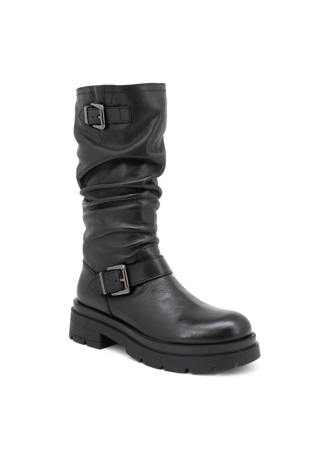 Stivale nero in vera pelle con gambale morbido QH-22 S-277 - Image 7