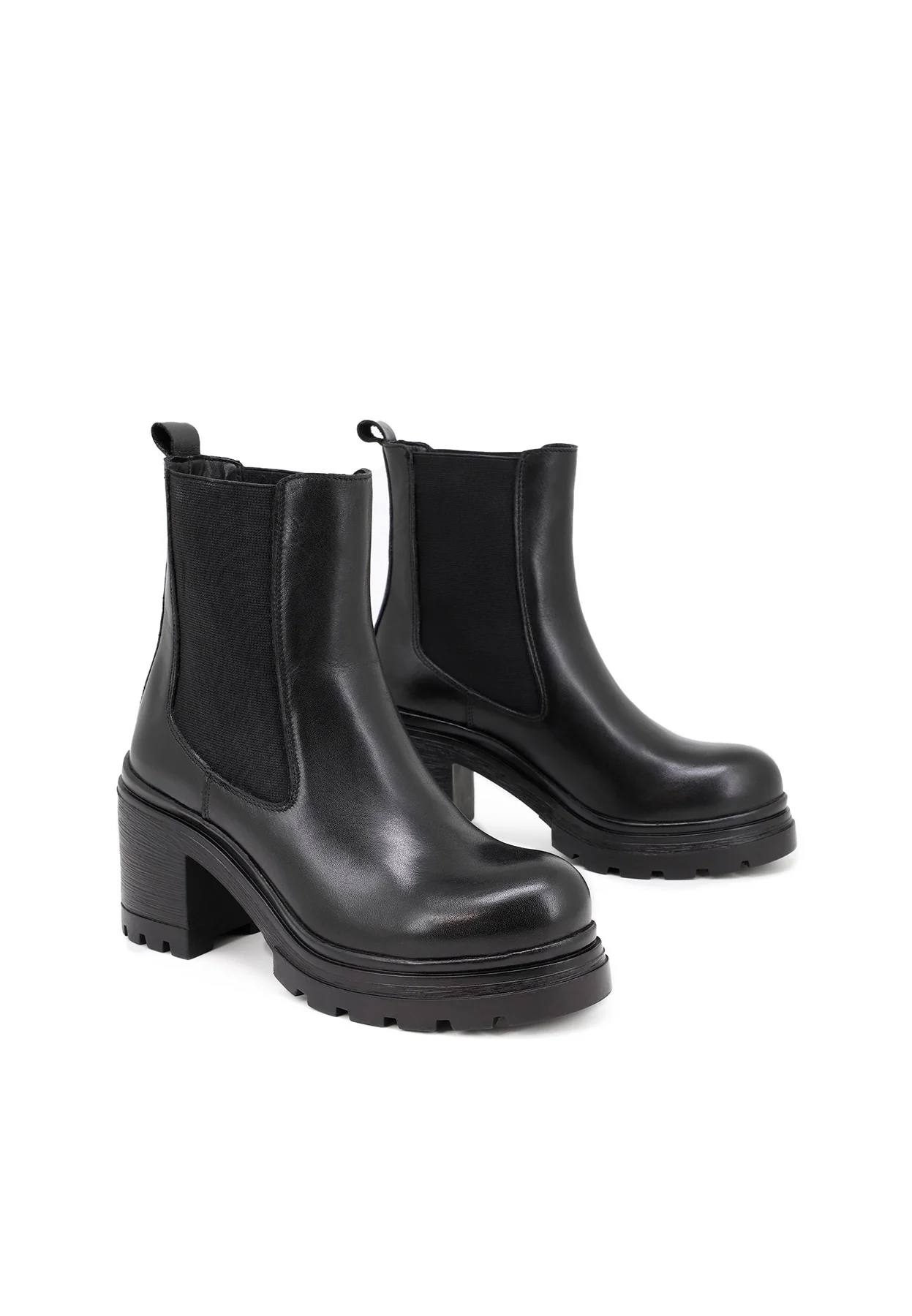 Stivaletti Chelsea neri in vera pelle con tacco QH-22 S-279 - Image 5