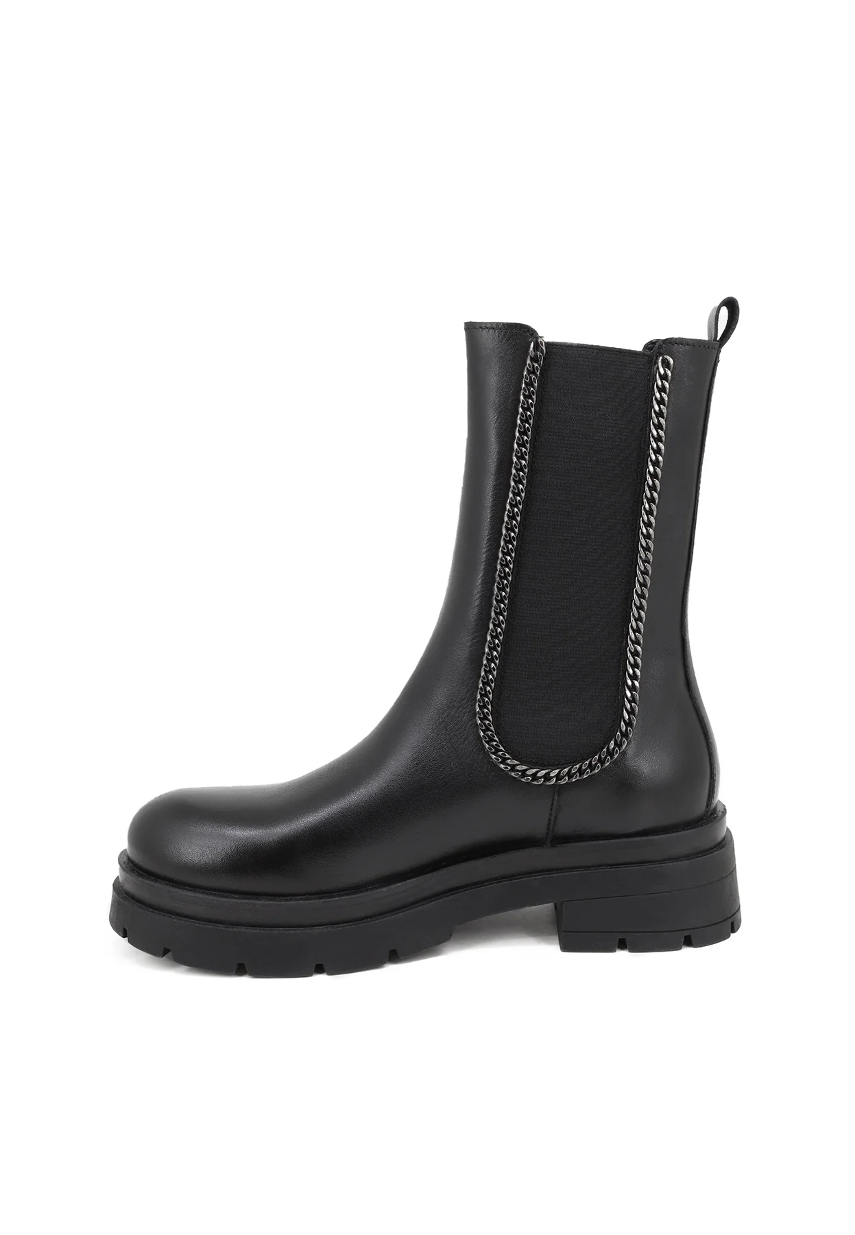 Chelsea boot nero in vera pelle con profilo chain QH-22 S274 - Image 4