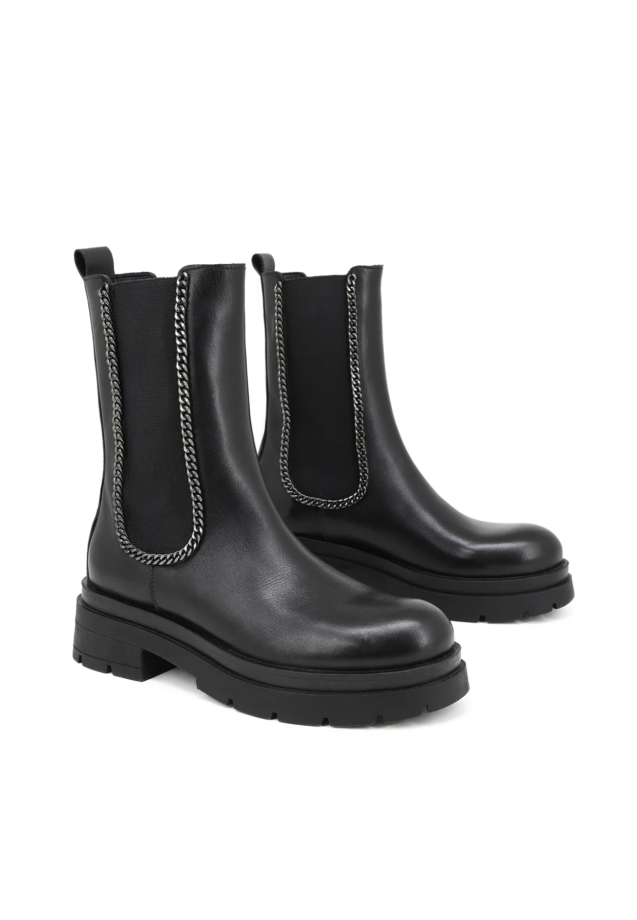 Chelsea boot nero in vera pelle con profilo chain QH-22 S274 - Image 5