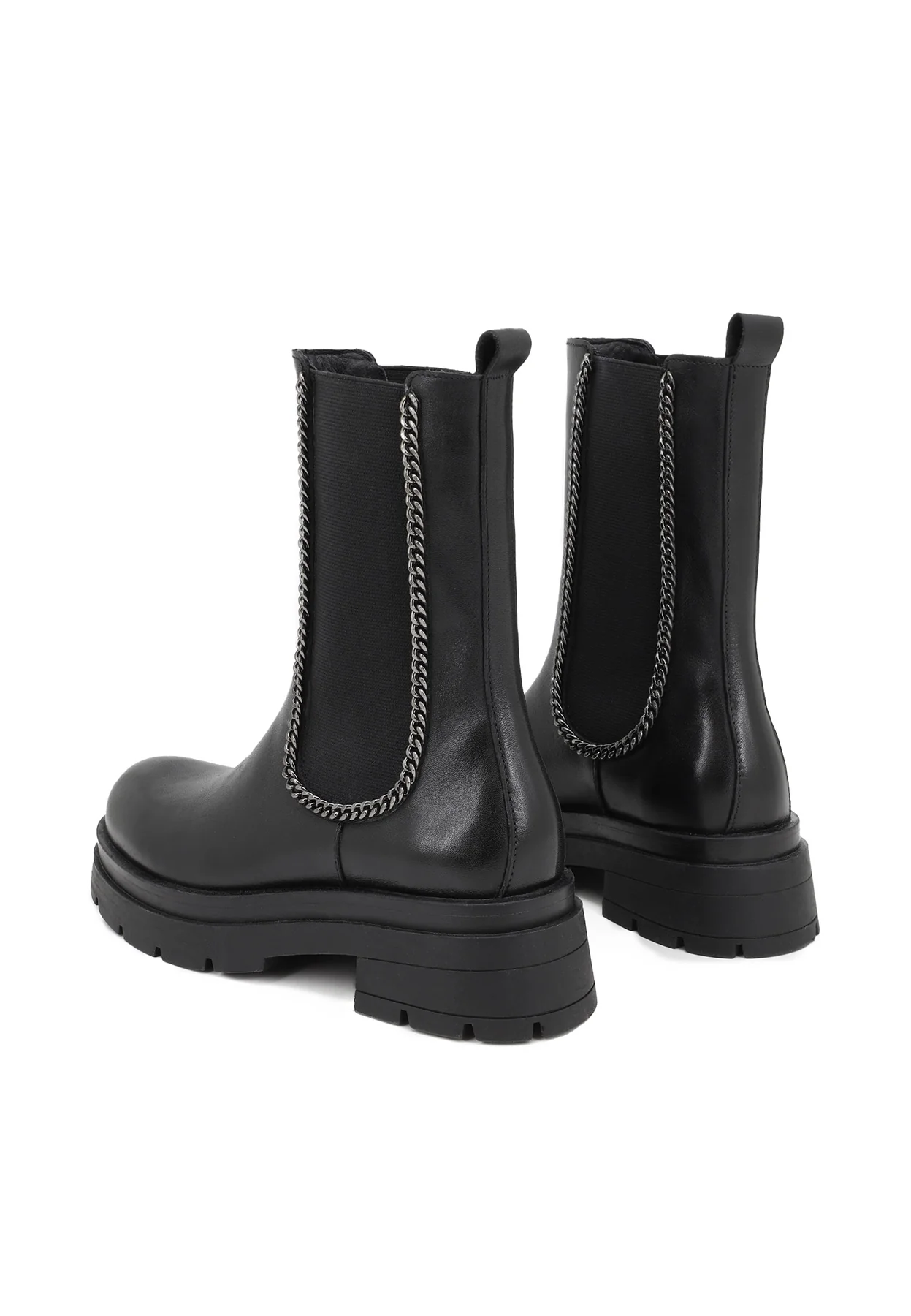 Chelsea boot nero in vera pelle con profilo chain QH-22 S274 - Image 6