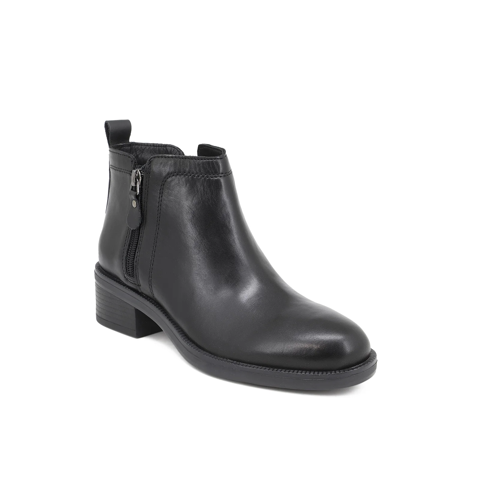 Stivaletto nero in vera pelle con doppia zip QH20_V-61 - Image 3