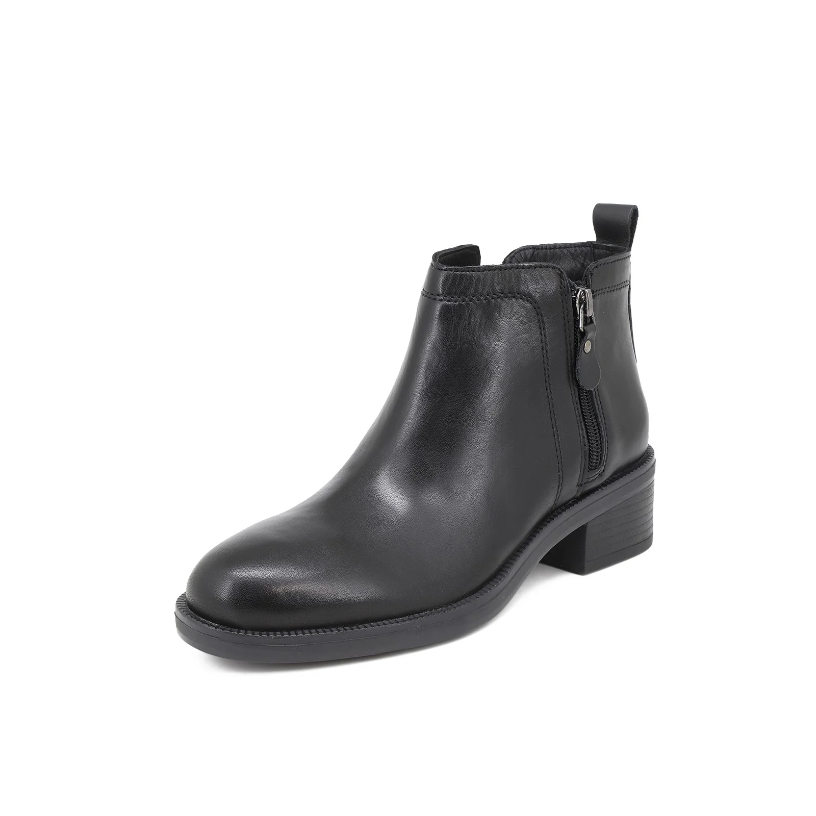 Stivaletto nero in vera pelle con doppia zip QH20_V-61 - Image 4