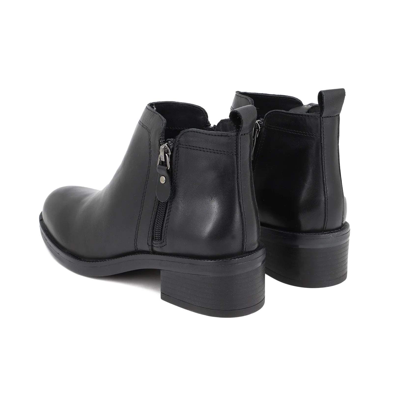 Stivaletto nero in vera pelle con doppia zip QH20_V-61 - Image 6