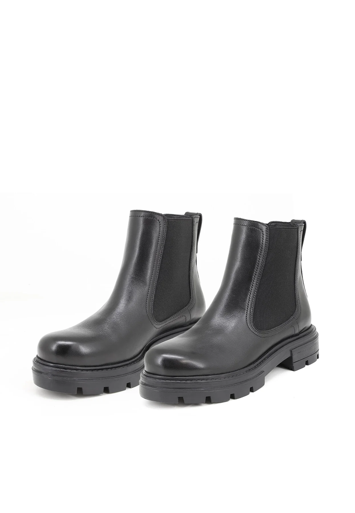 Stivaletti chelsea neri in vera pelle con suola robusta QH22 S-257 - Image 6