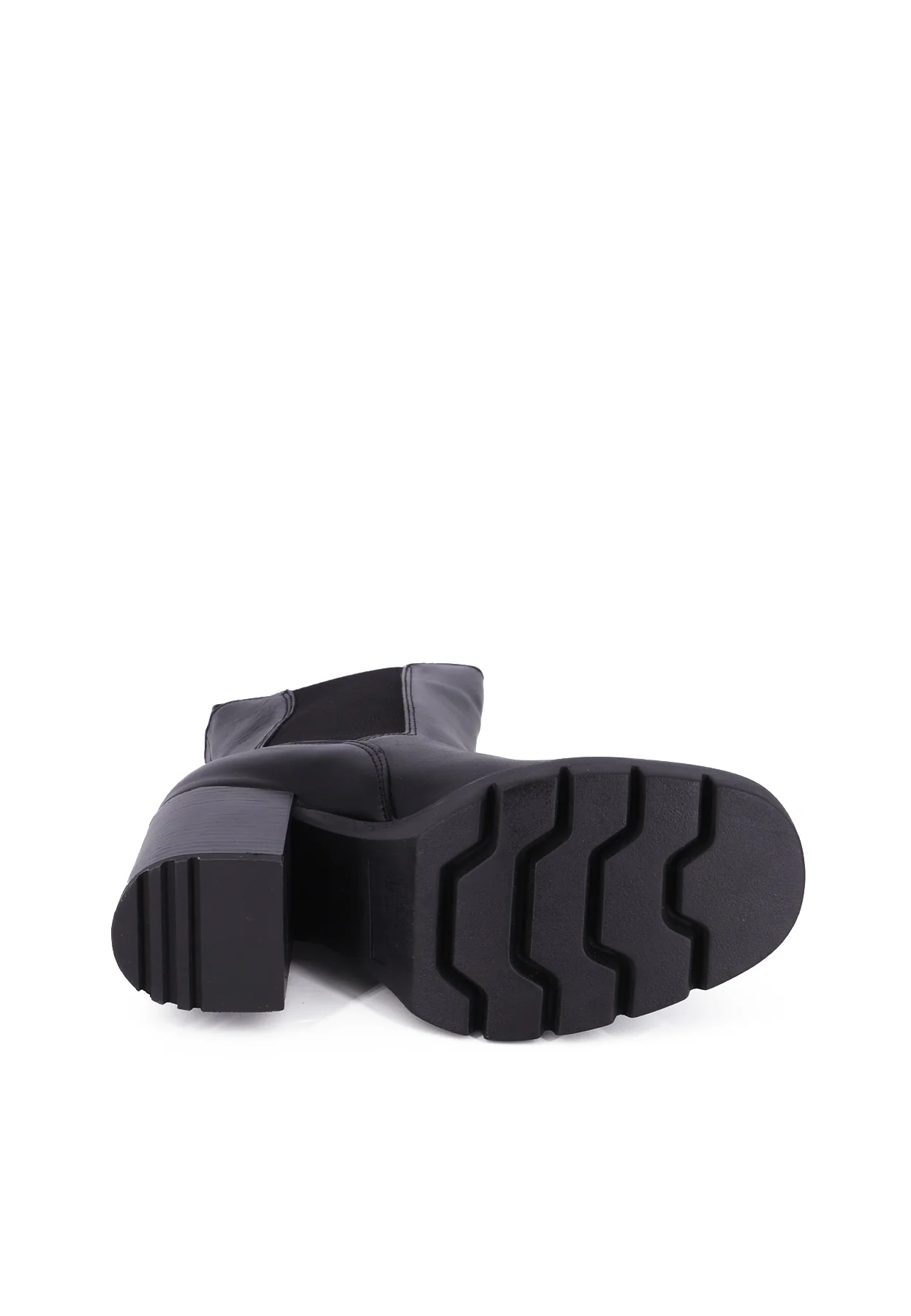 Stivaletto nero in vera pelle con tacco largo ed elastico laterale QH23 S399 - Image 5
