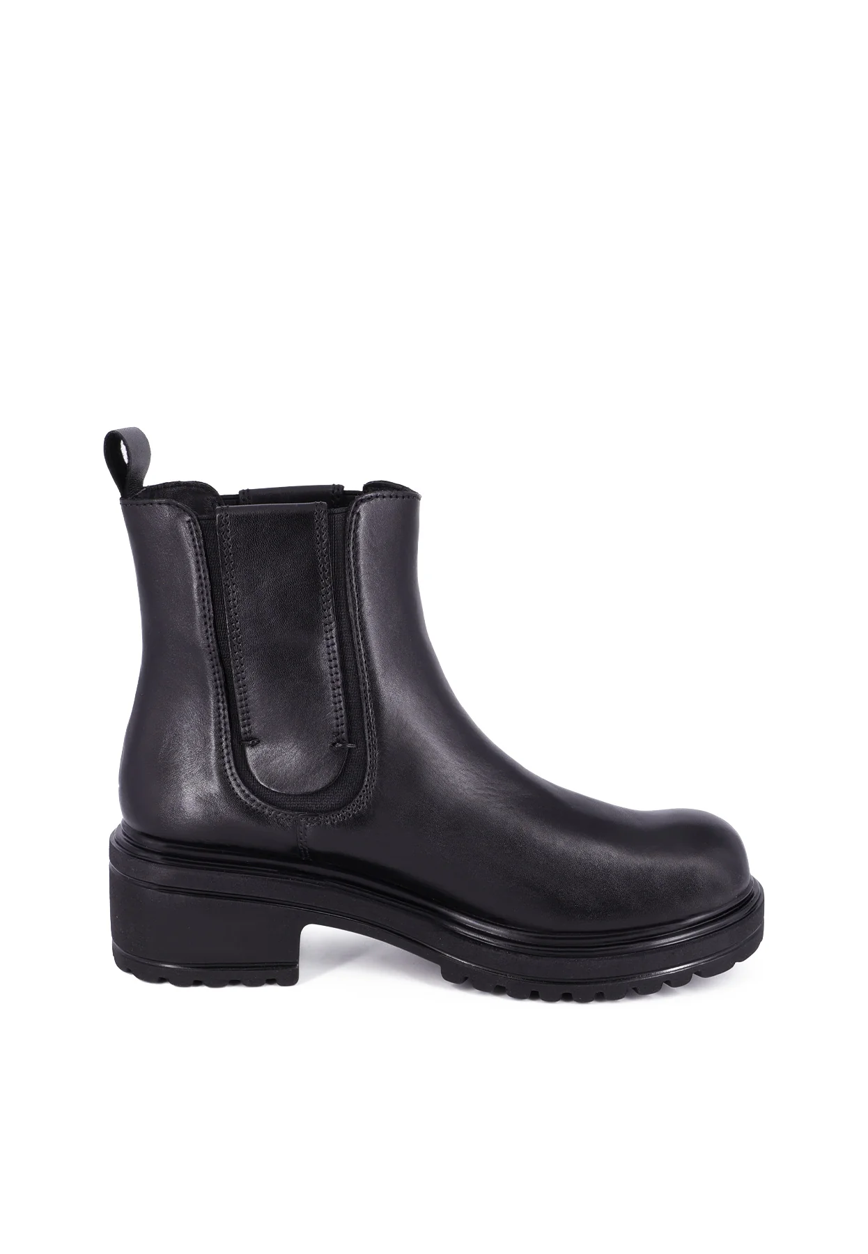 Stivaletto chelsea vera pelle nero con suola carrarmato QH23 S408 - Image 4