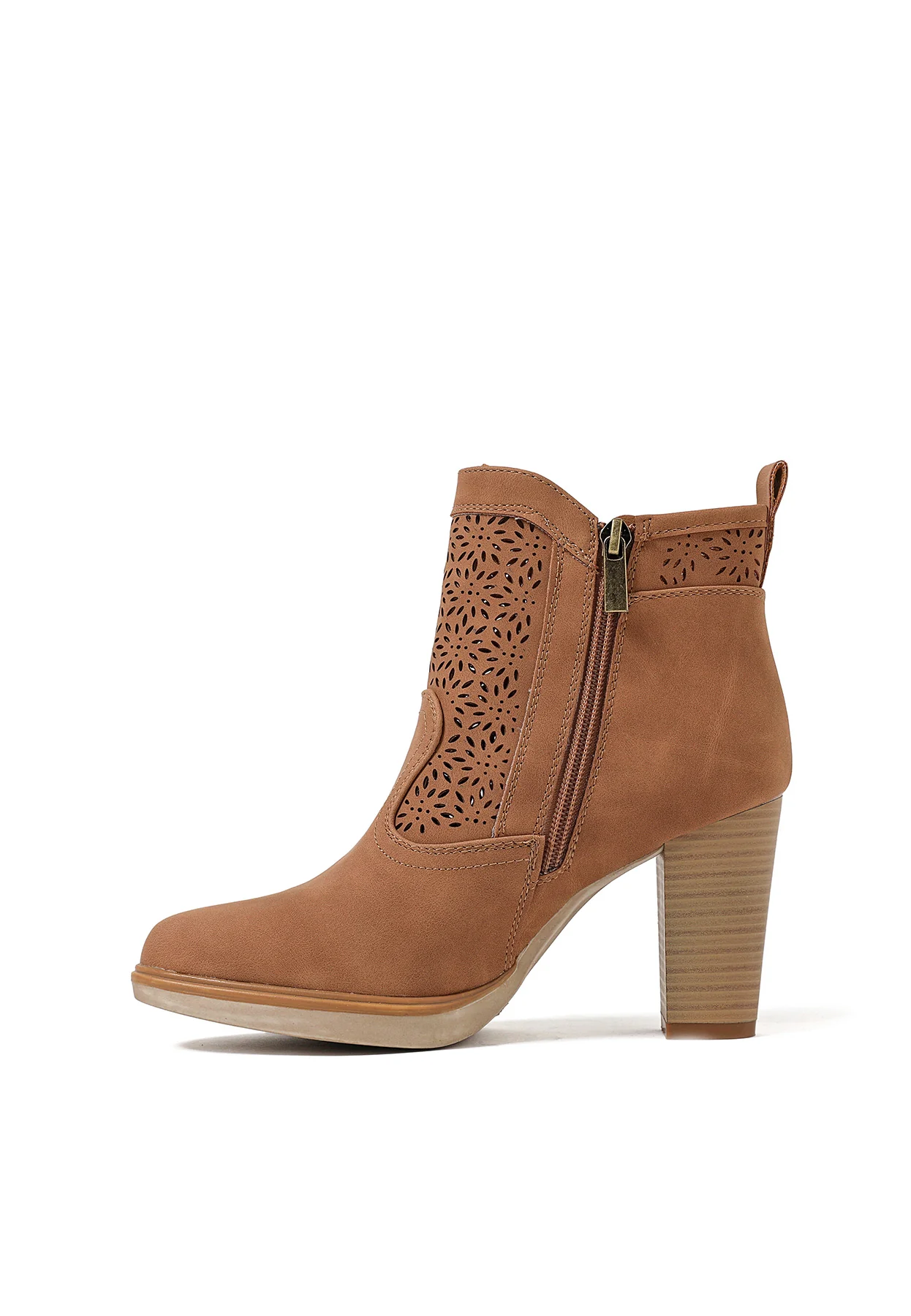 Stivaletto traforato beige con plateau e tacco alto X30-113 - Image 19