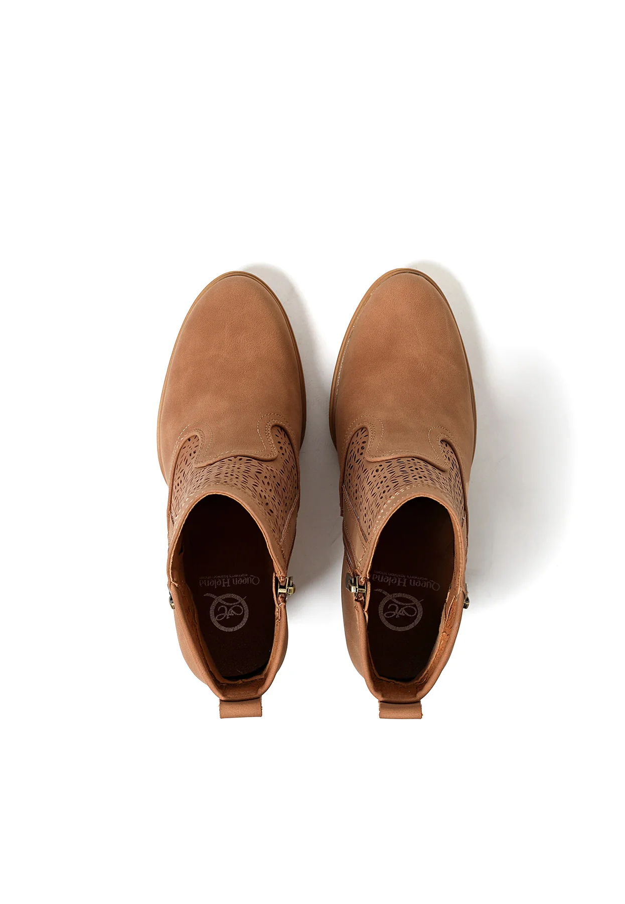 Stivaletto traforato beige con plateau e tacco alto X30-113 - Image 21