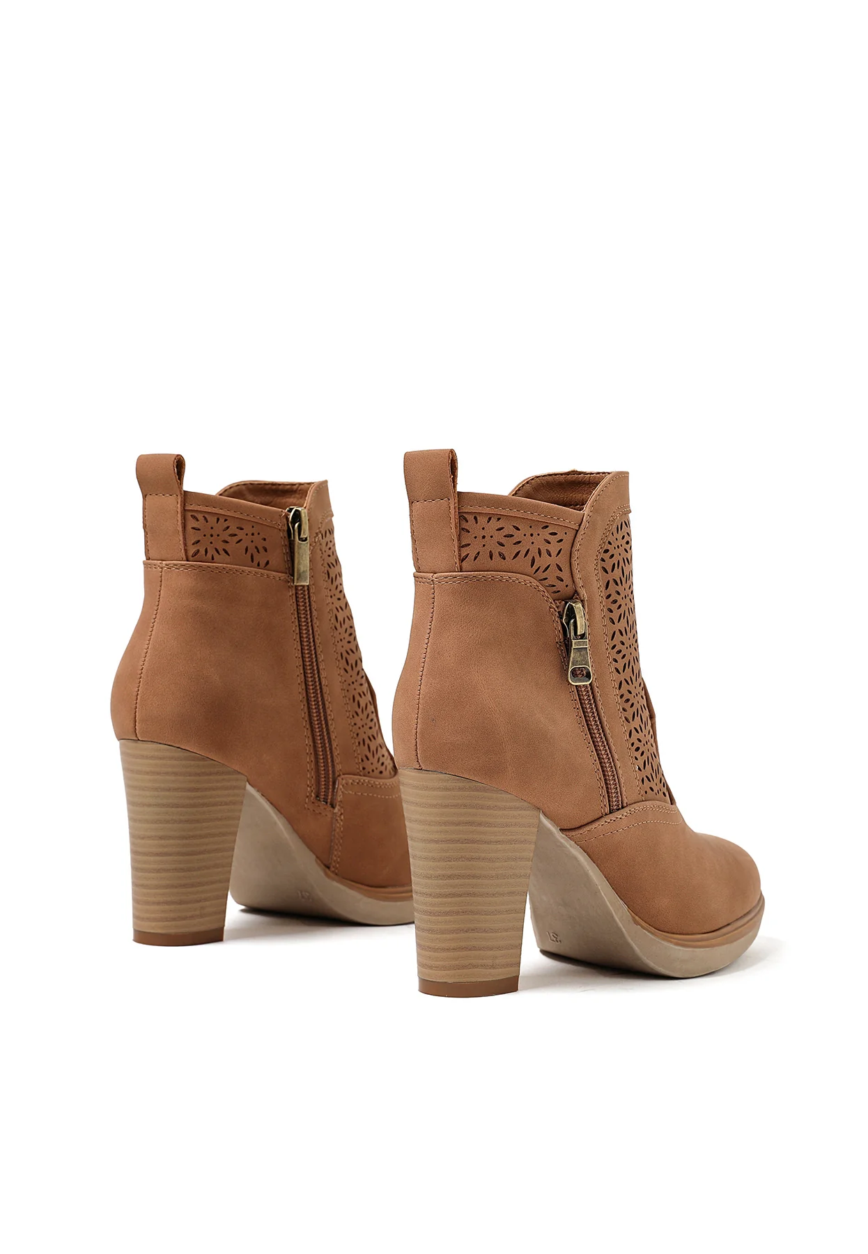 Stivaletto traforato beige con plateau e tacco alto X30-113 - Image 22