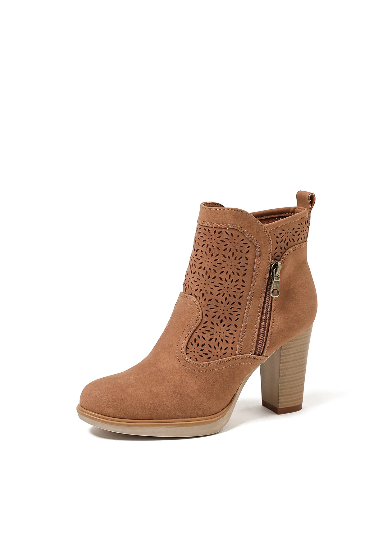Stivaletto traforato beige con plateau e tacco alto X30-113 - Image 23