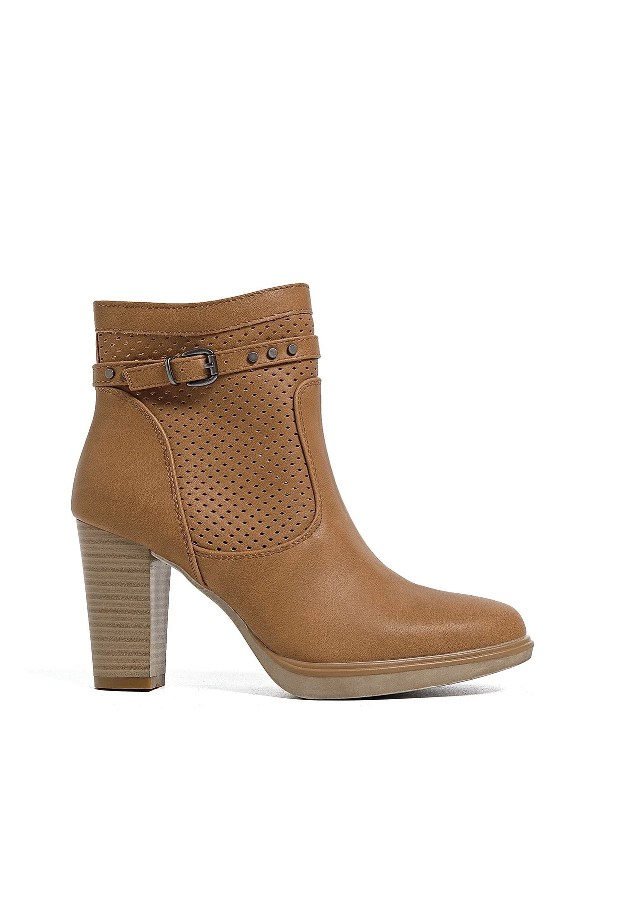 Stivaletto traforato beige con tacco alto X28-107 - Image 10