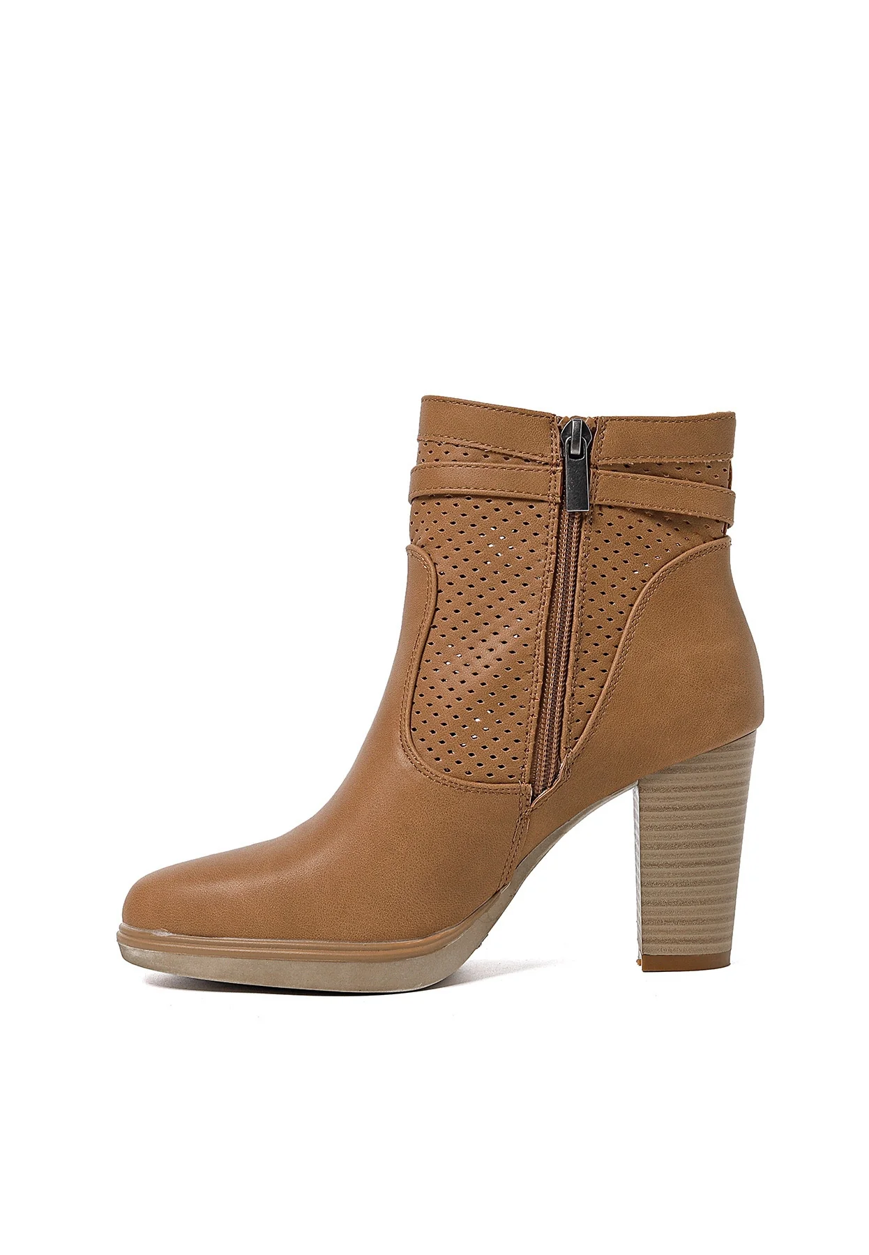 Stivaletto traforato beige con tacco alto X28-107 - Image 11