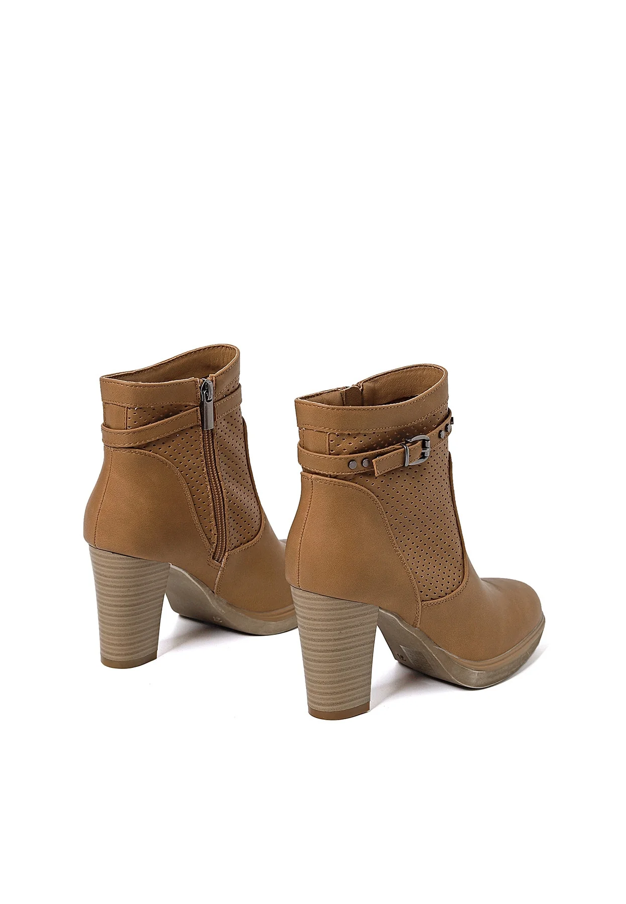 Stivaletto traforato beige con tacco alto X28-107 - Image 12