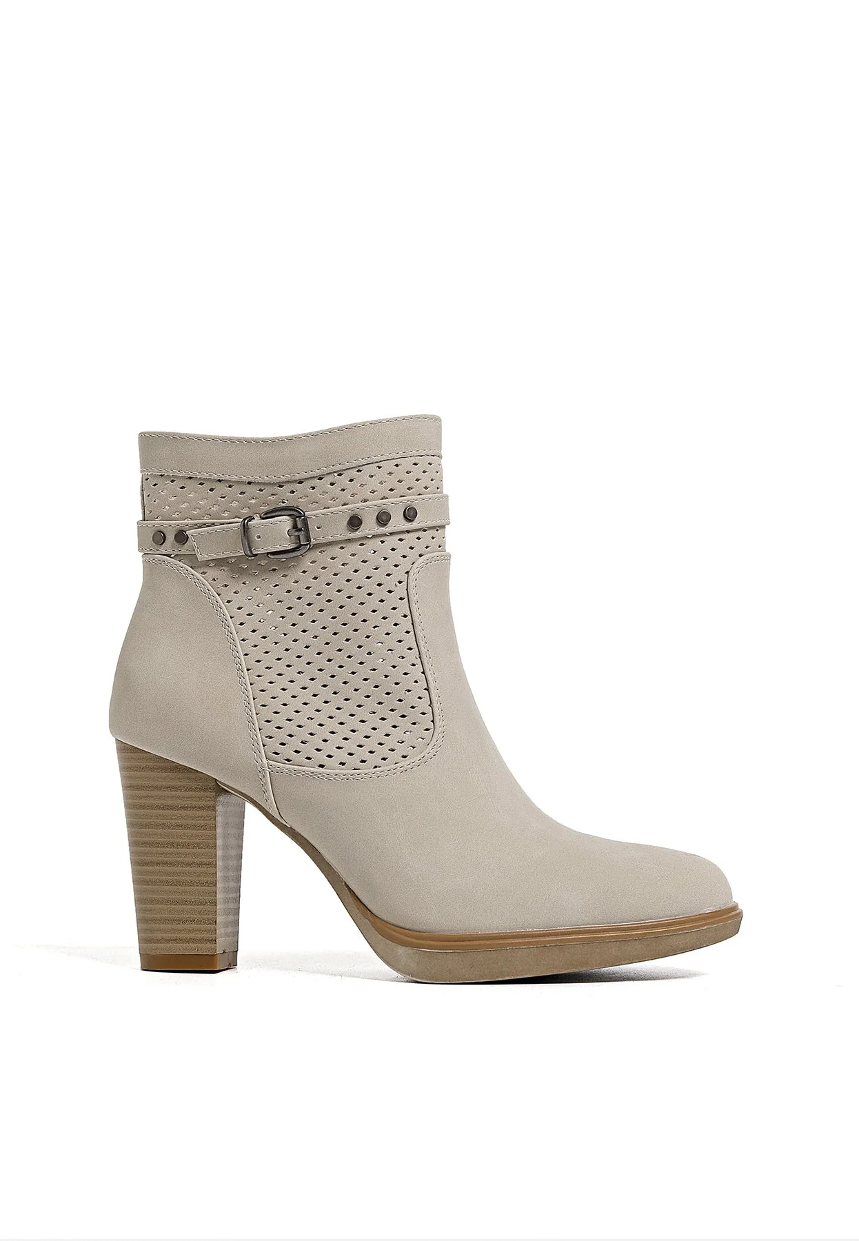 Stivaletto traforato beige con tacco alto X28-107 - Image 3