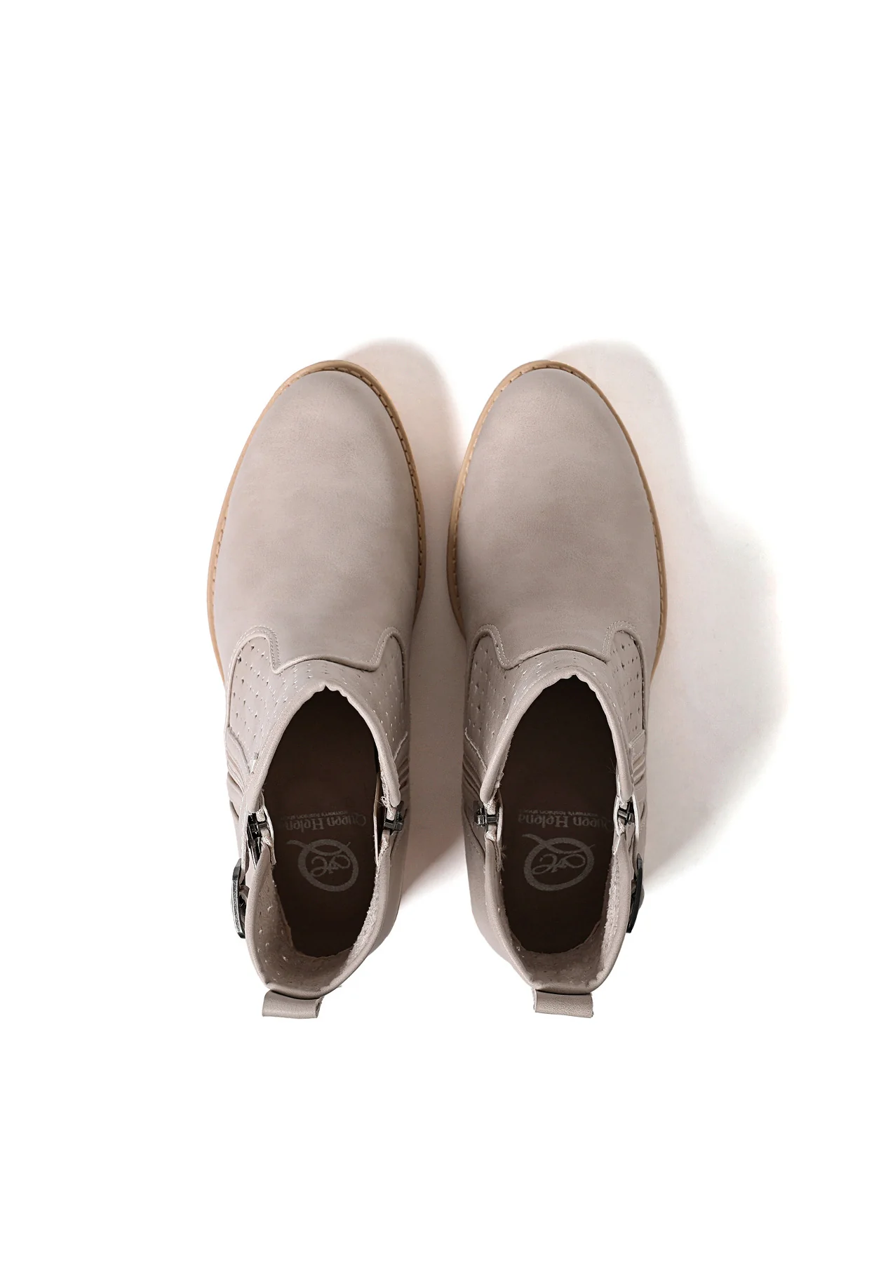 Stivaletto beige traforato con tacco medio X30-107 - Image 20