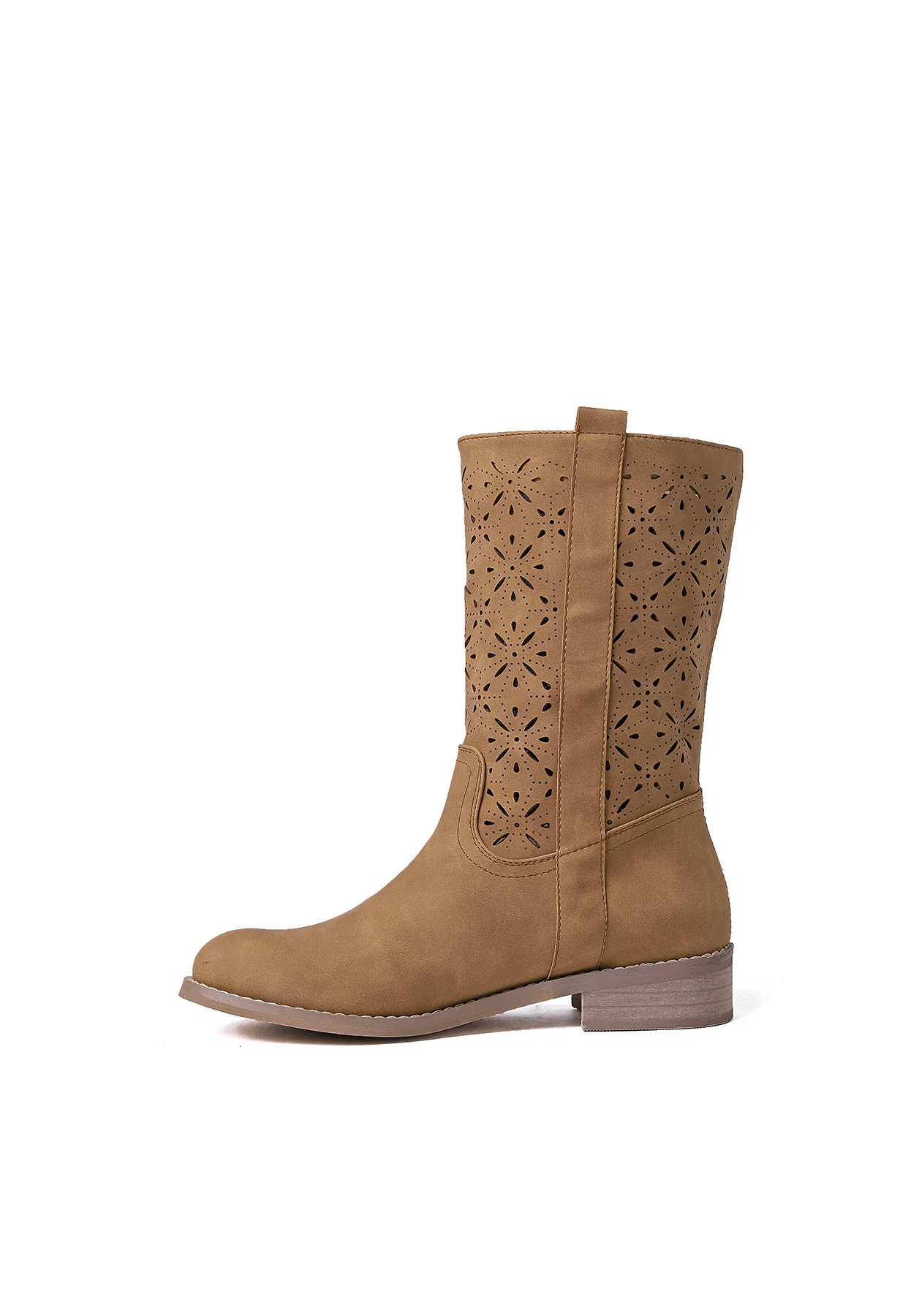 Stivali traforati beige con tacco basso X30-109 - Image 19