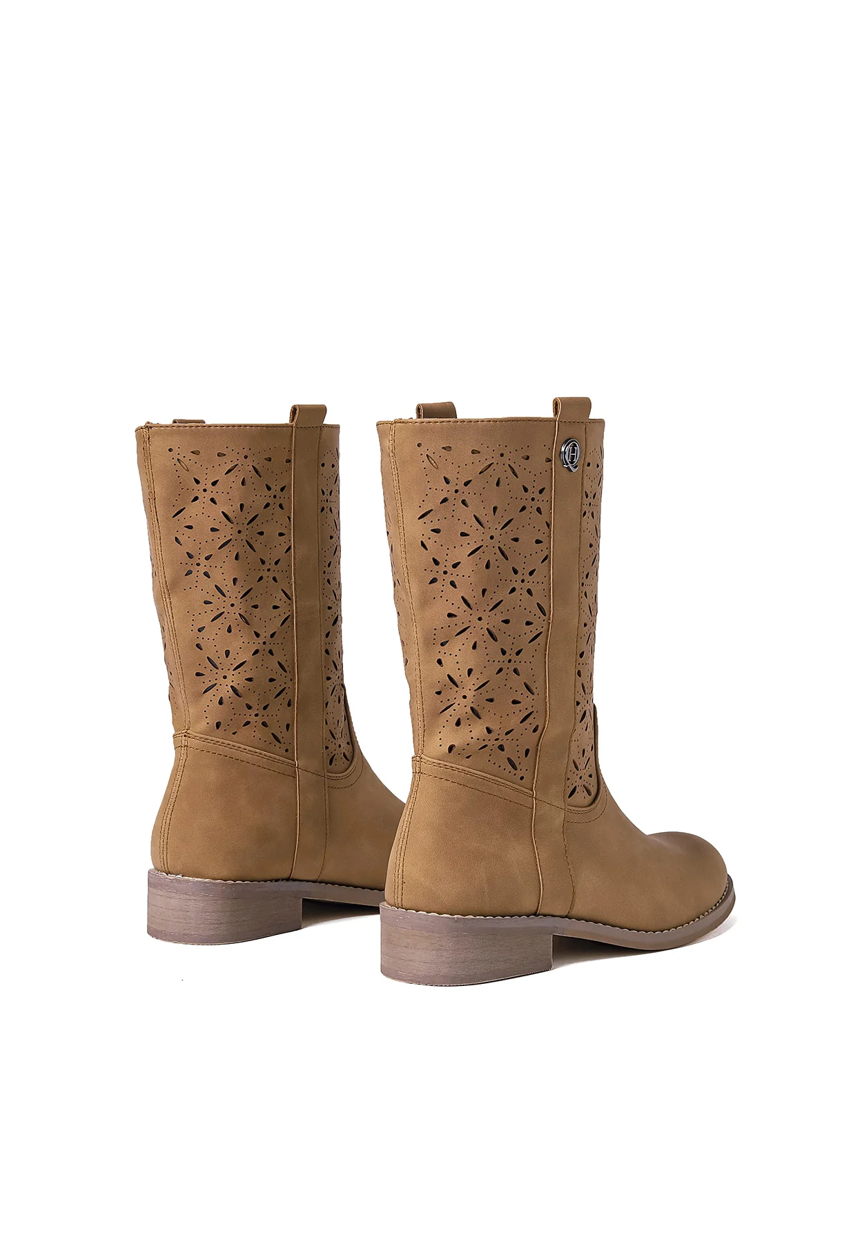 Stivali traforati beige con tacco basso X30-109 - Image 22