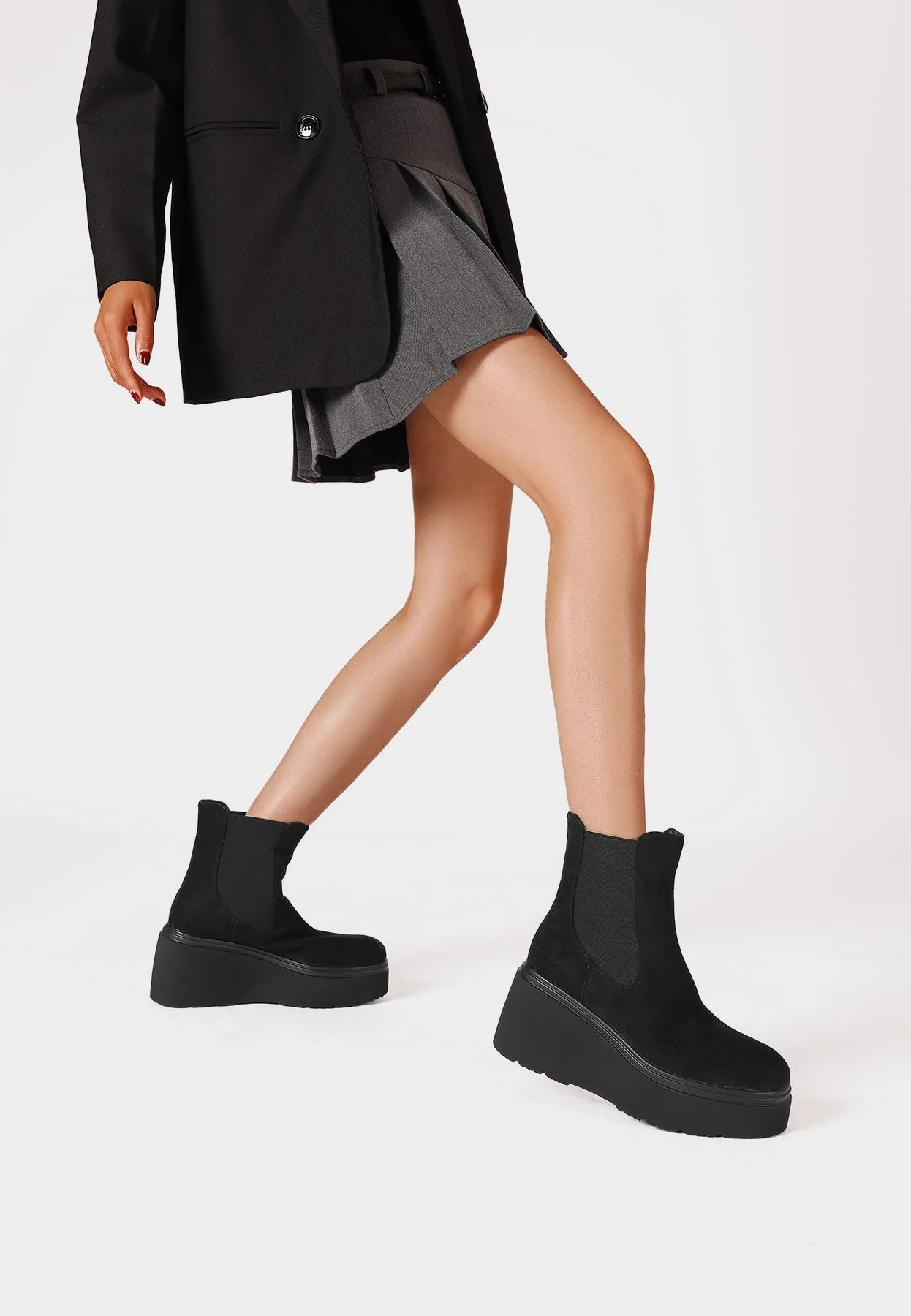 Stivaletti da donna chelsea con zeppa alta platform X31-129 - Image 8