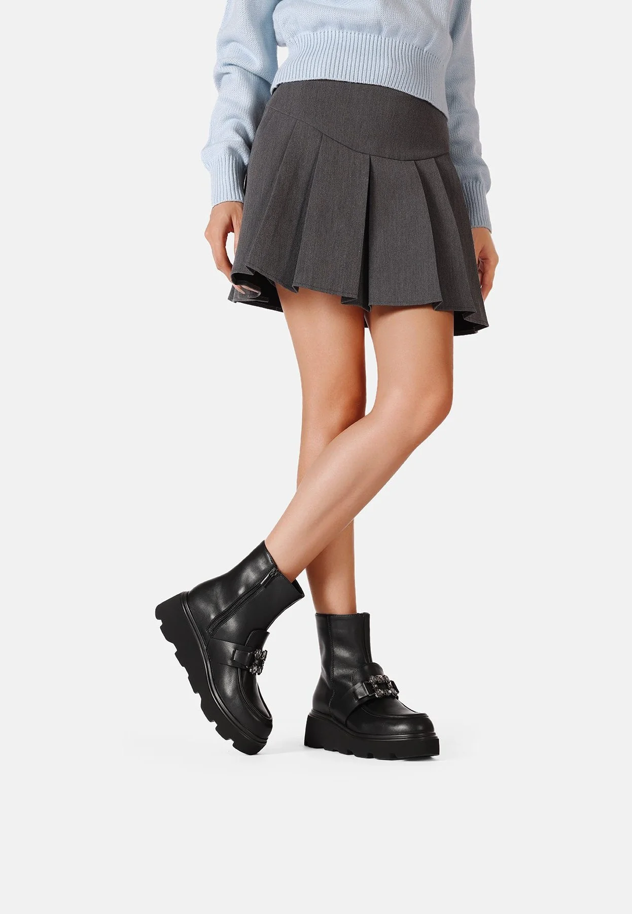 Stivaletti donna platform dettaglio mocassino X31-94