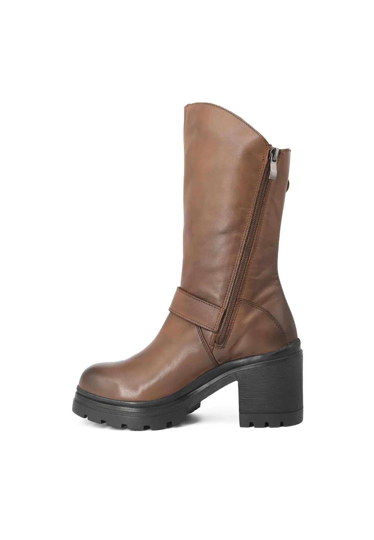 Stivale nero in vera pelle con doppia fibbia QH-22 L-267 - Image 11