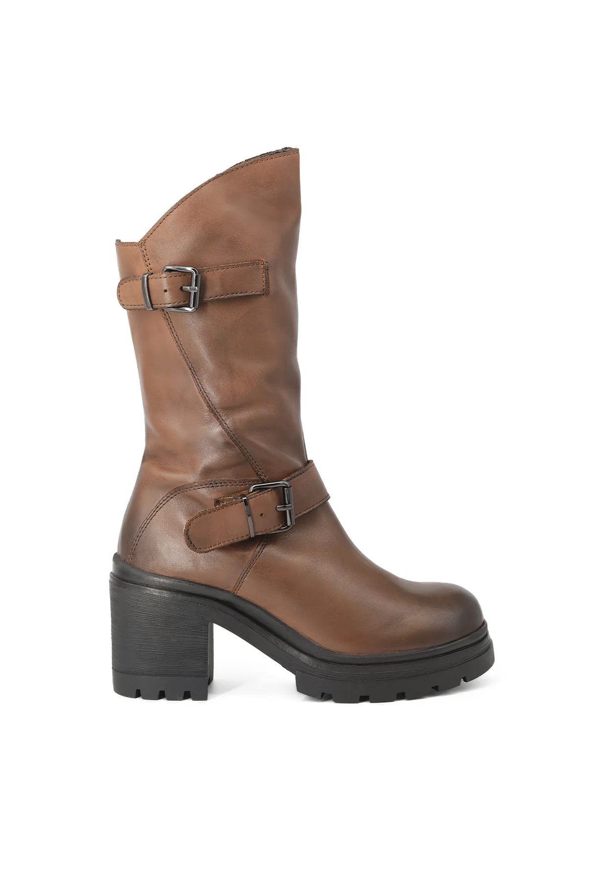 Stivale nero in vera pelle con doppia fibbia QH-22 L-267 - Image 8