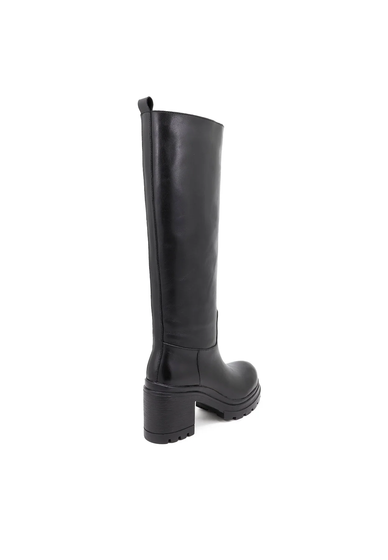 Stivale lungo nero in vera pelle con tacco QH-22 L291 - Image 6