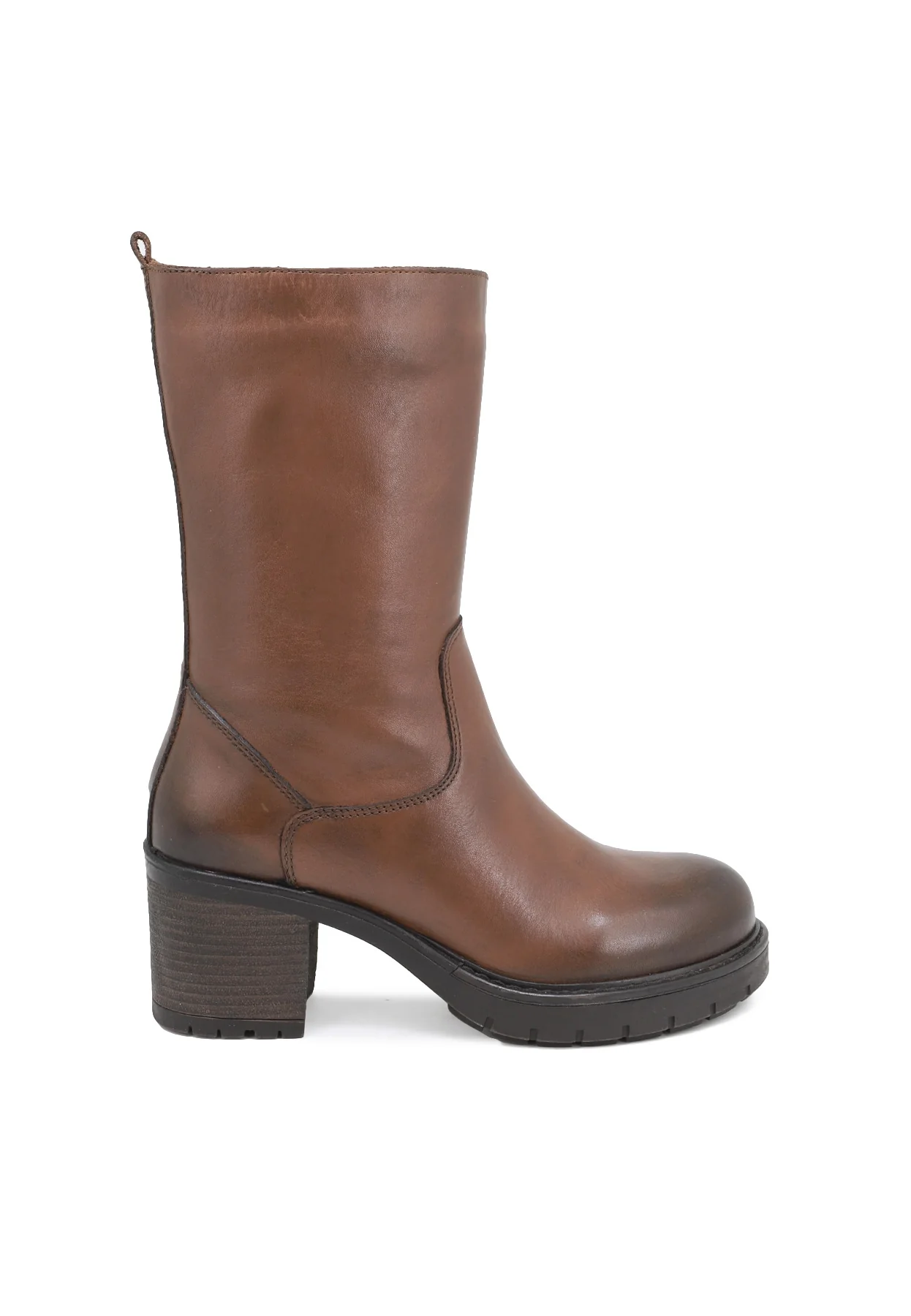 Stivaletto alto nero in vera pelle con tacco QH-22 S296 - Image 6