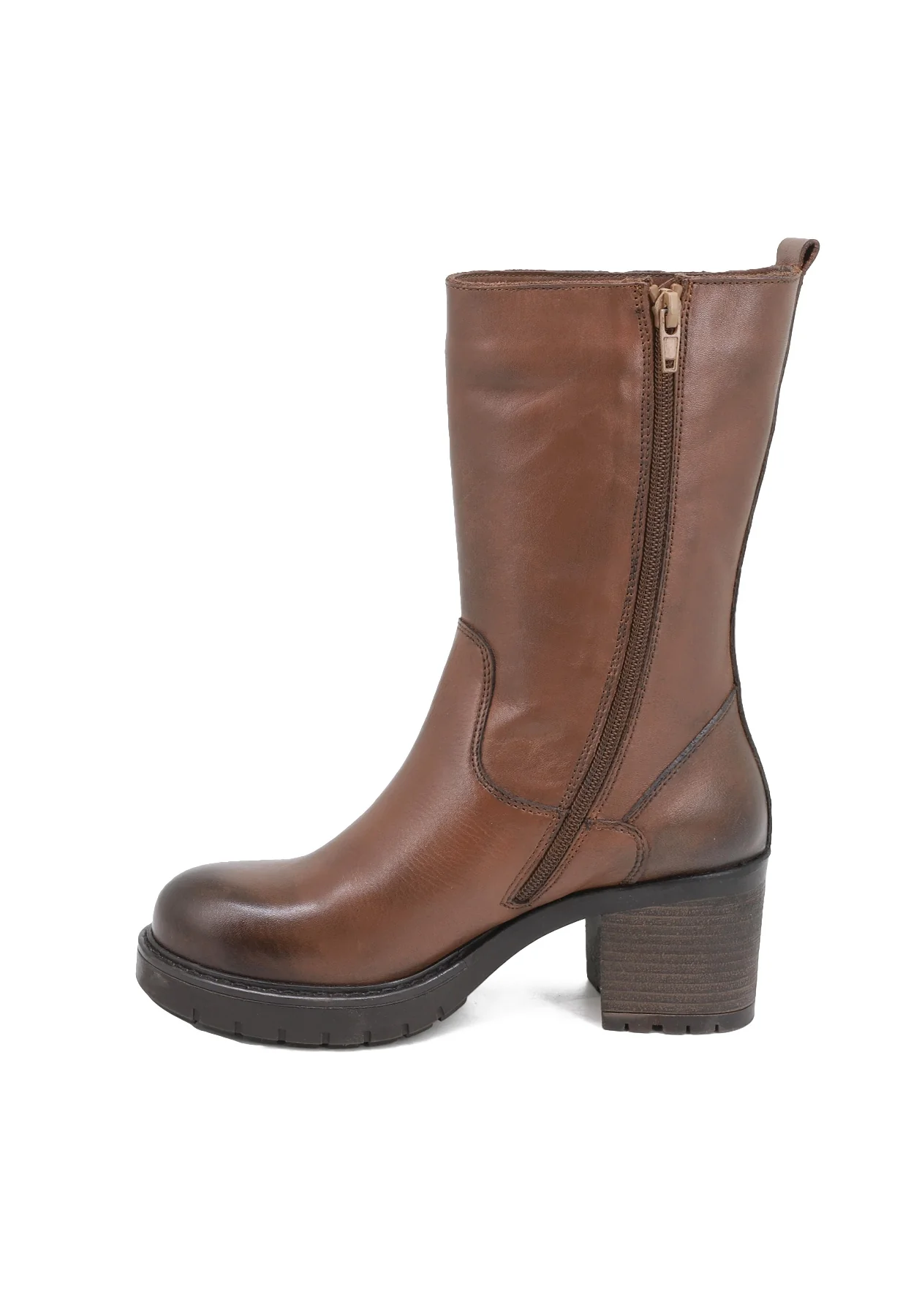 Stivaletto alto nero in vera pelle con tacco QH-22 S296 - Image 8