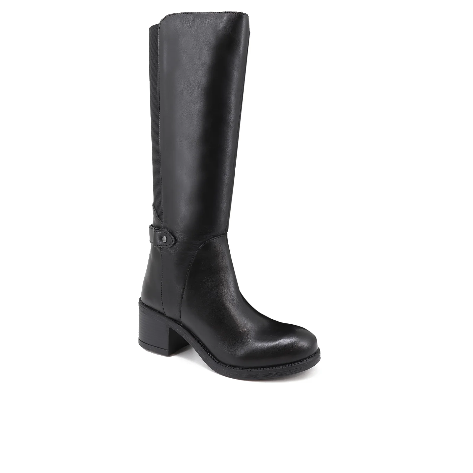 Stivale alto in vera pelle con elastico laterale QH21_L-46 - Image 3