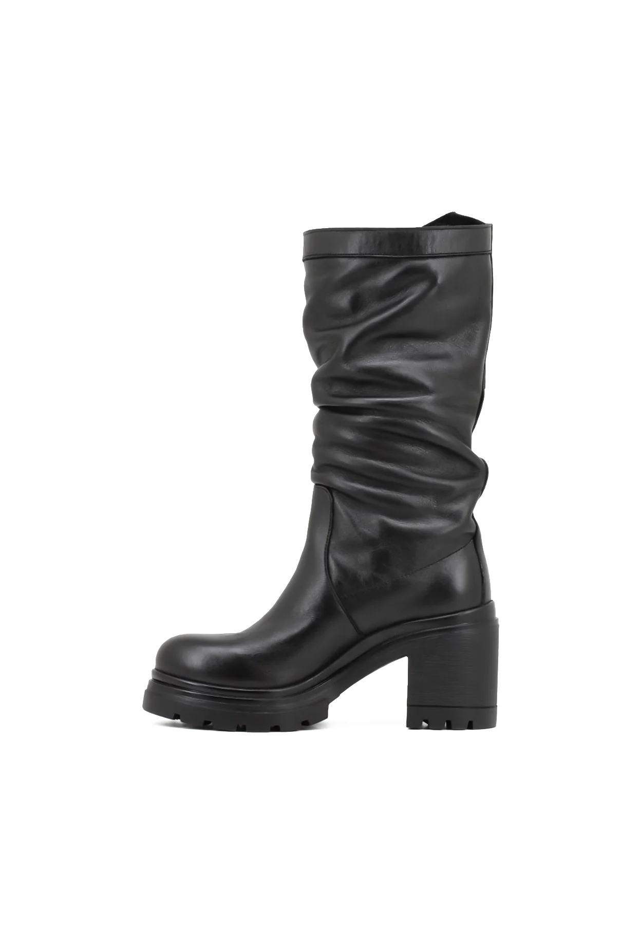 Stivale nero morbido in vera pelle con fibbia QH21 L48 - Image 14