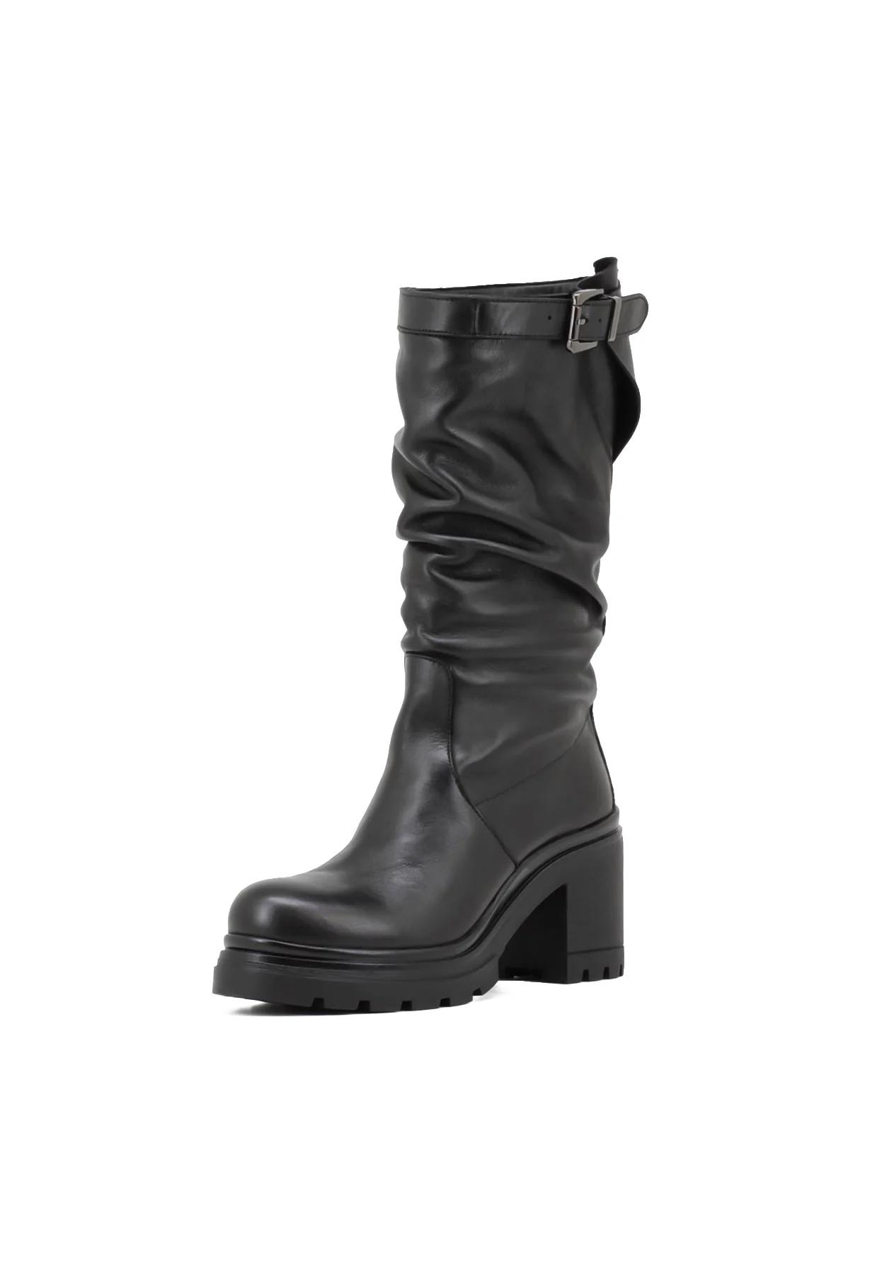 Stivale nero morbido in vera pelle con fibbia QH21 L48 - Image 15