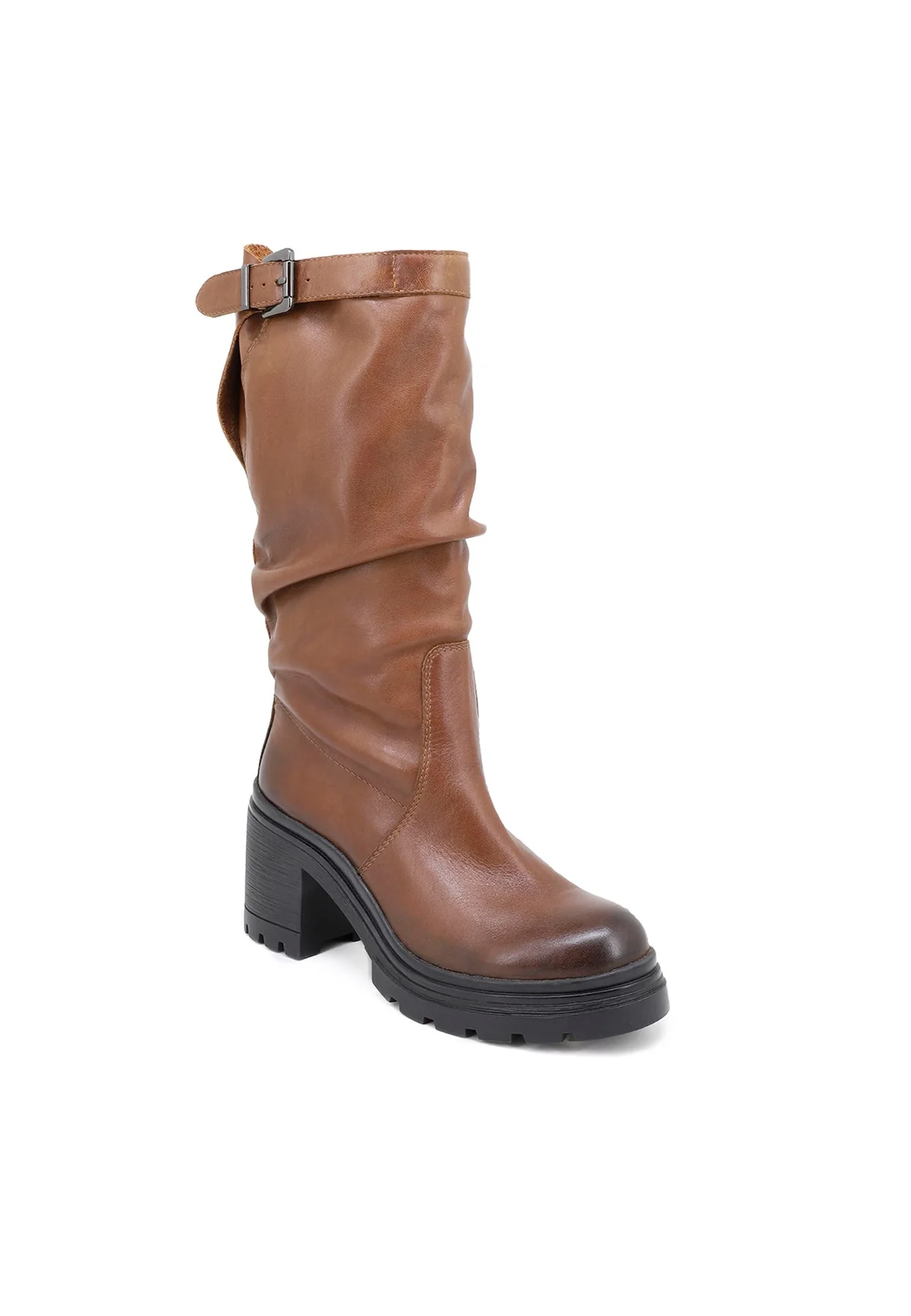 Stivale nero morbido in vera pelle con fibbia QH21 L48 - Image 8