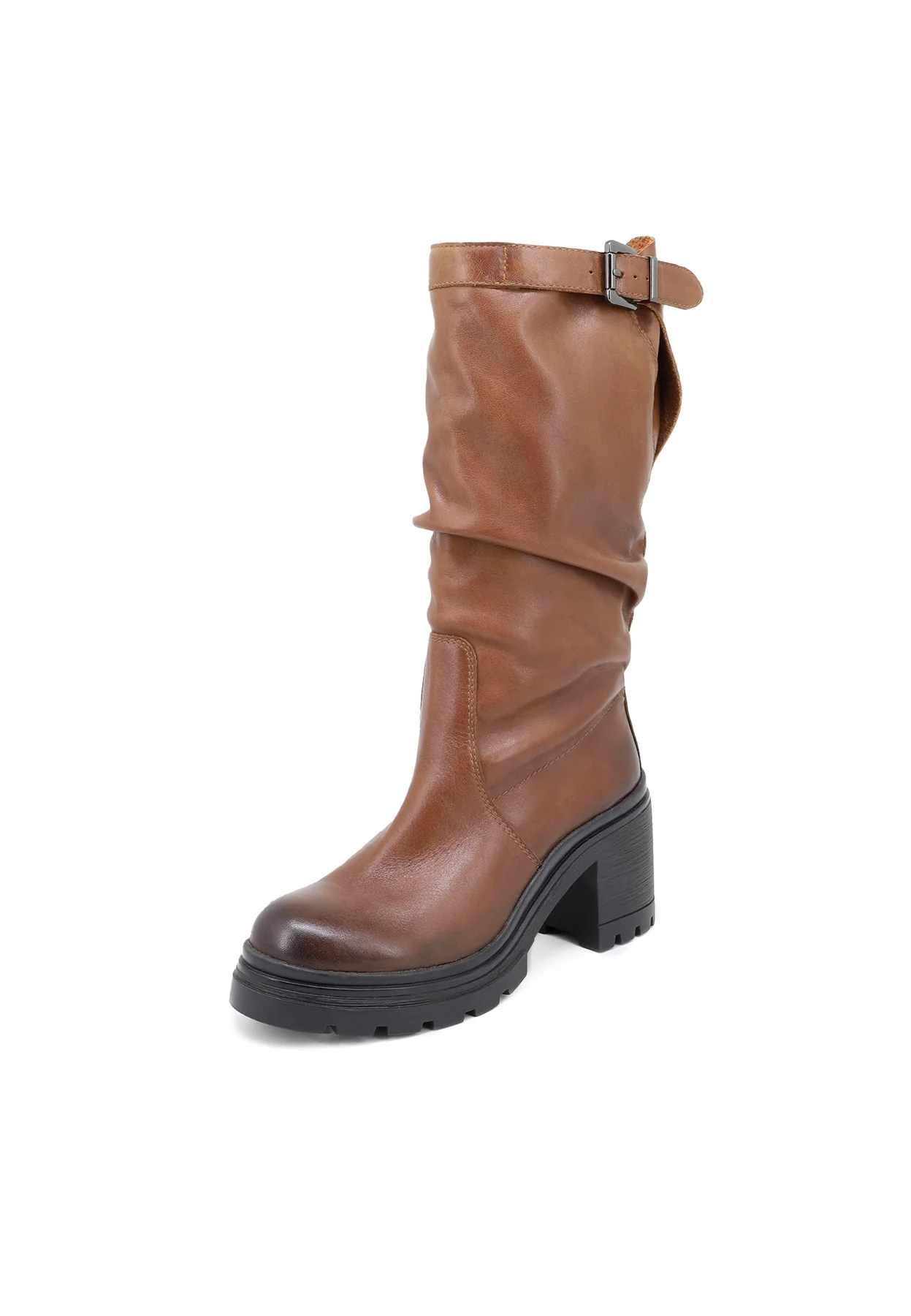 Stivale nero morbido in vera pelle con fibbia QH21 L48 - Image 9
