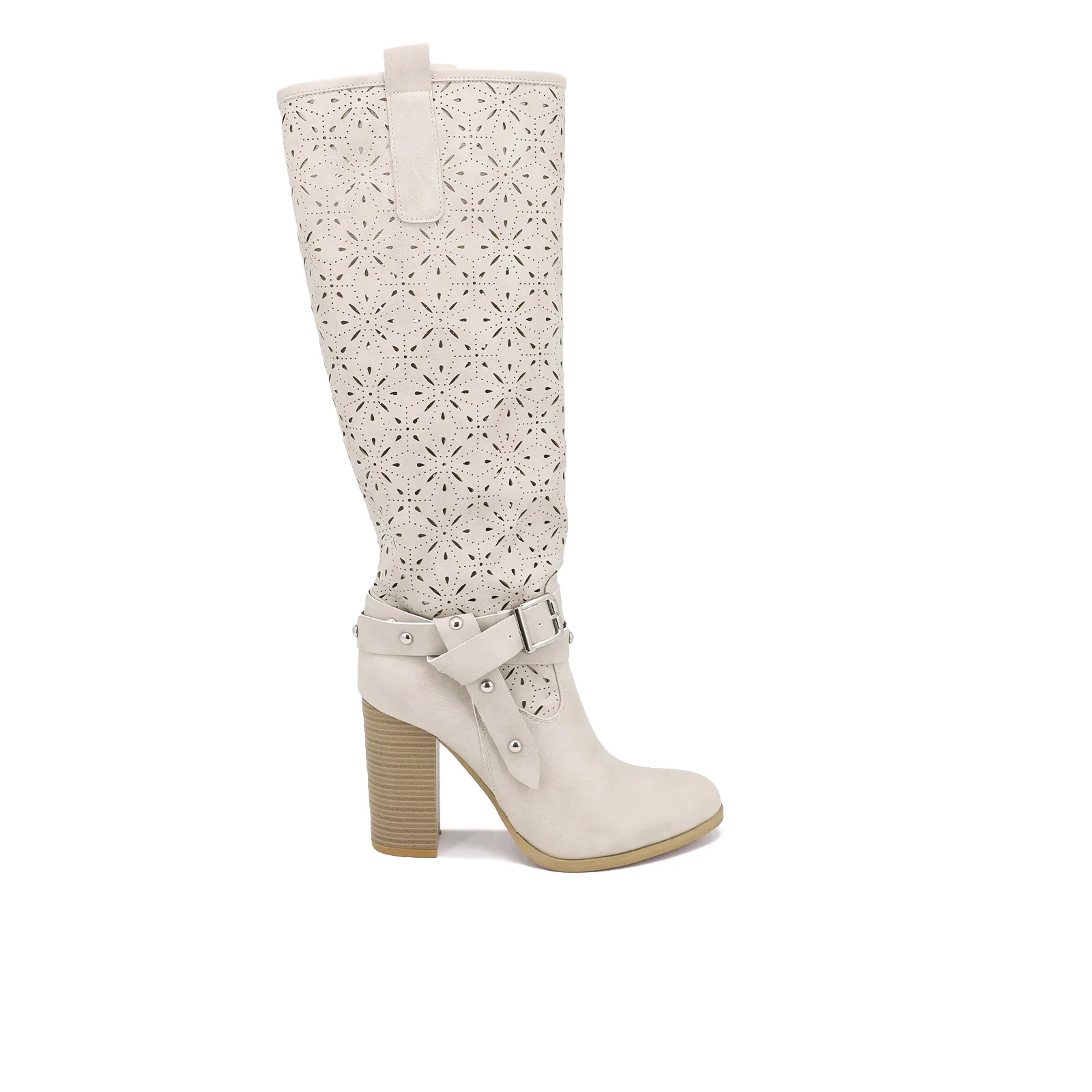 Stivale donna traforato con tacco alto e fibbia X26-101