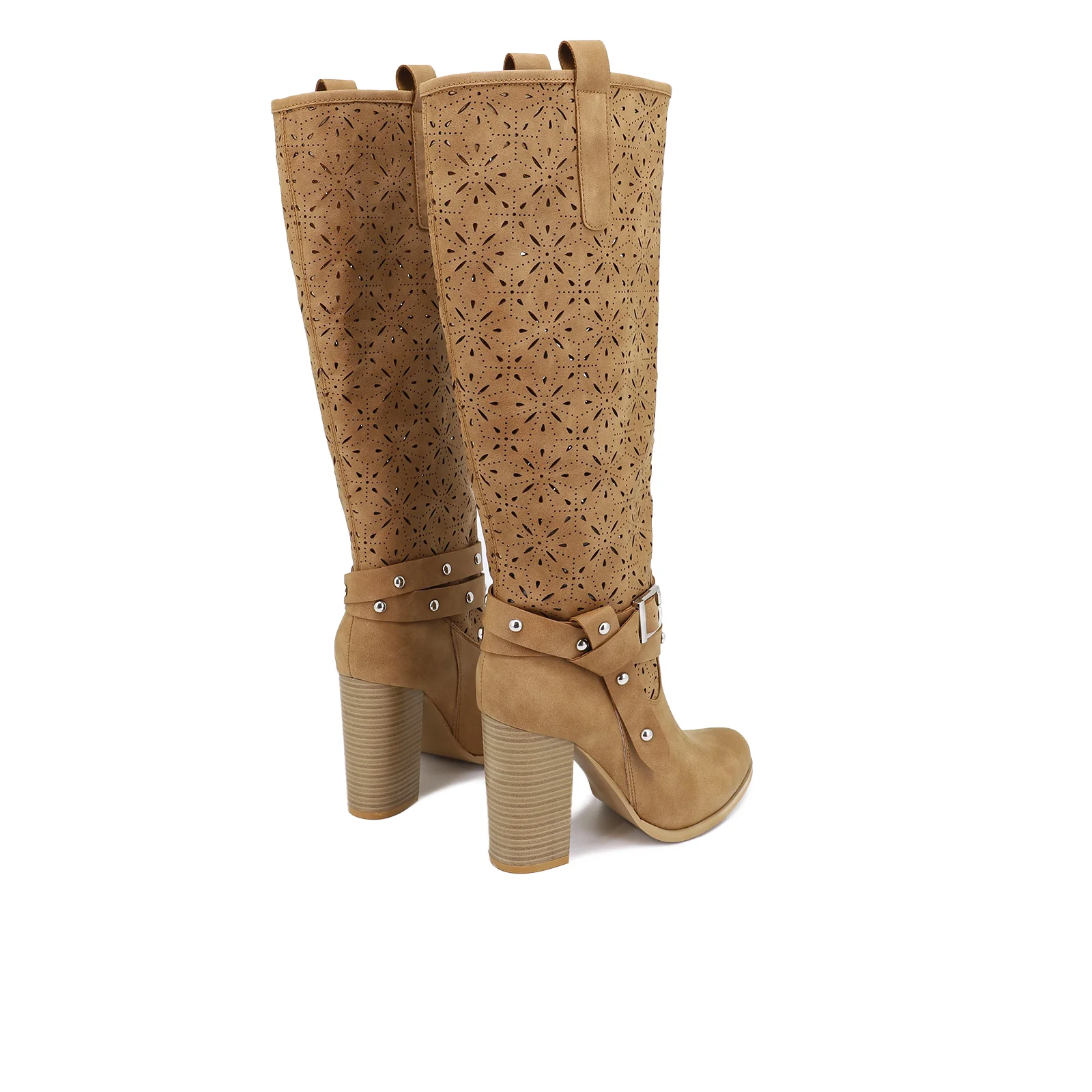 Stivale donna traforato con tacco alto e fibbia X26-101 - Image 14