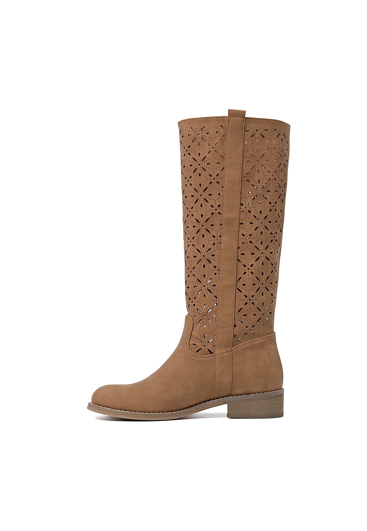 Stivale traforato beige con tacco basso X28-106 - Image 18