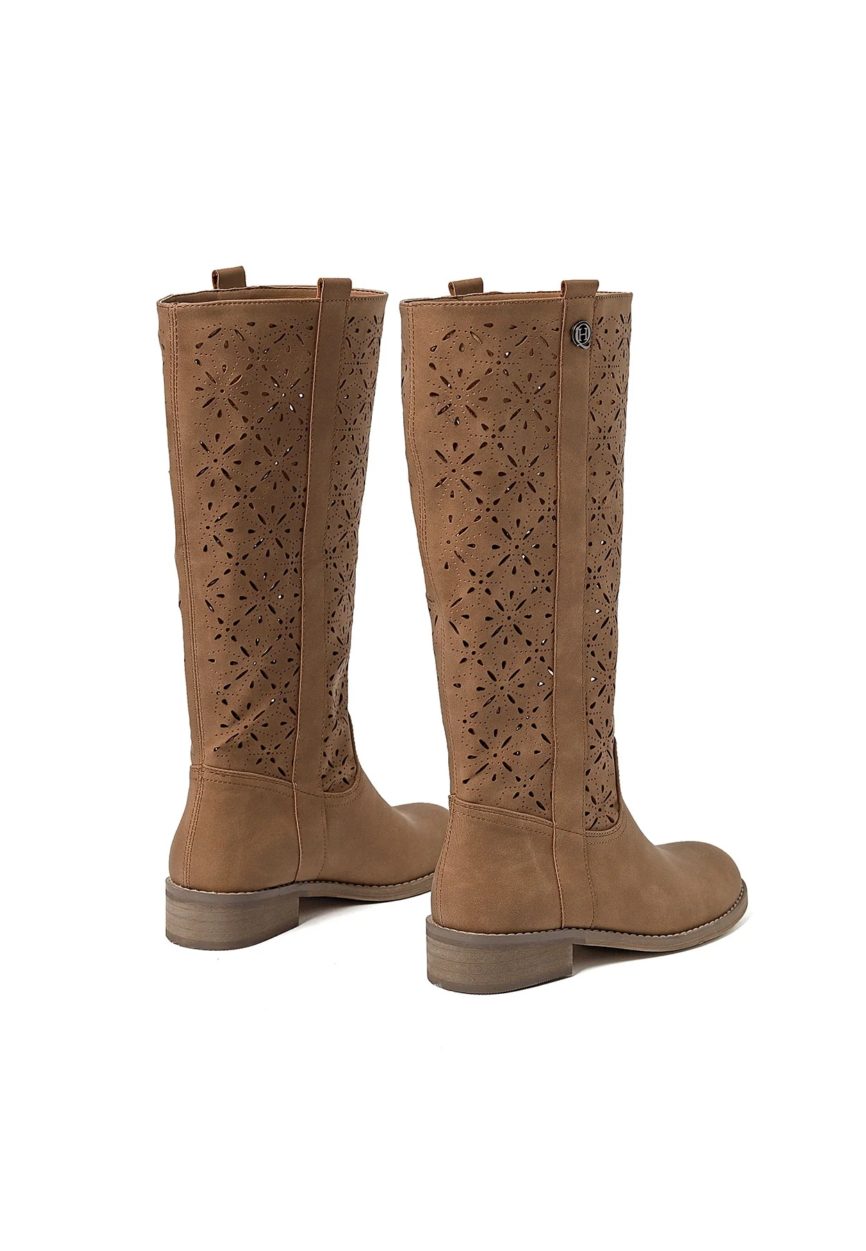 Stivale traforato beige con tacco basso X28-106 - Image 19