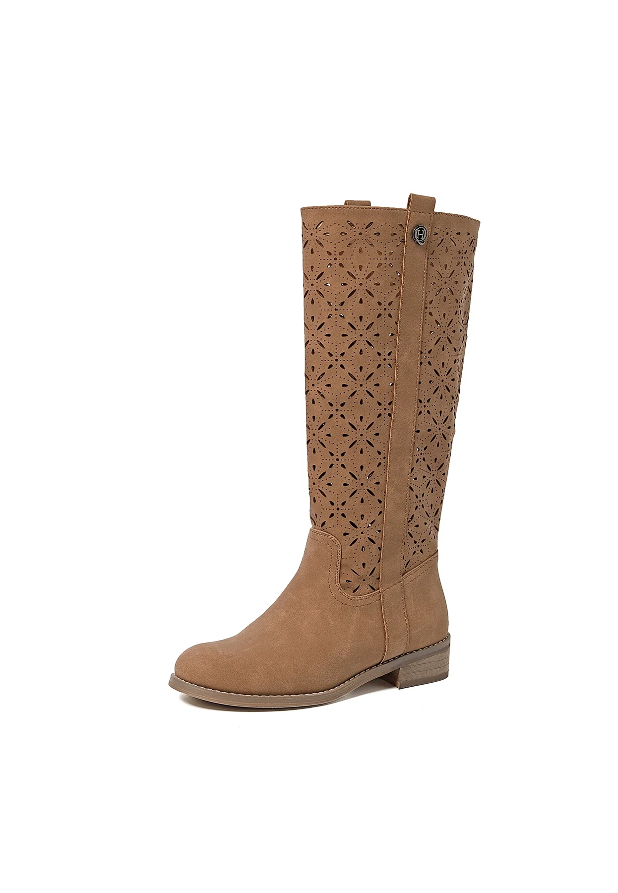 Stivale traforato beige con tacco basso X28-106 - Image 21
