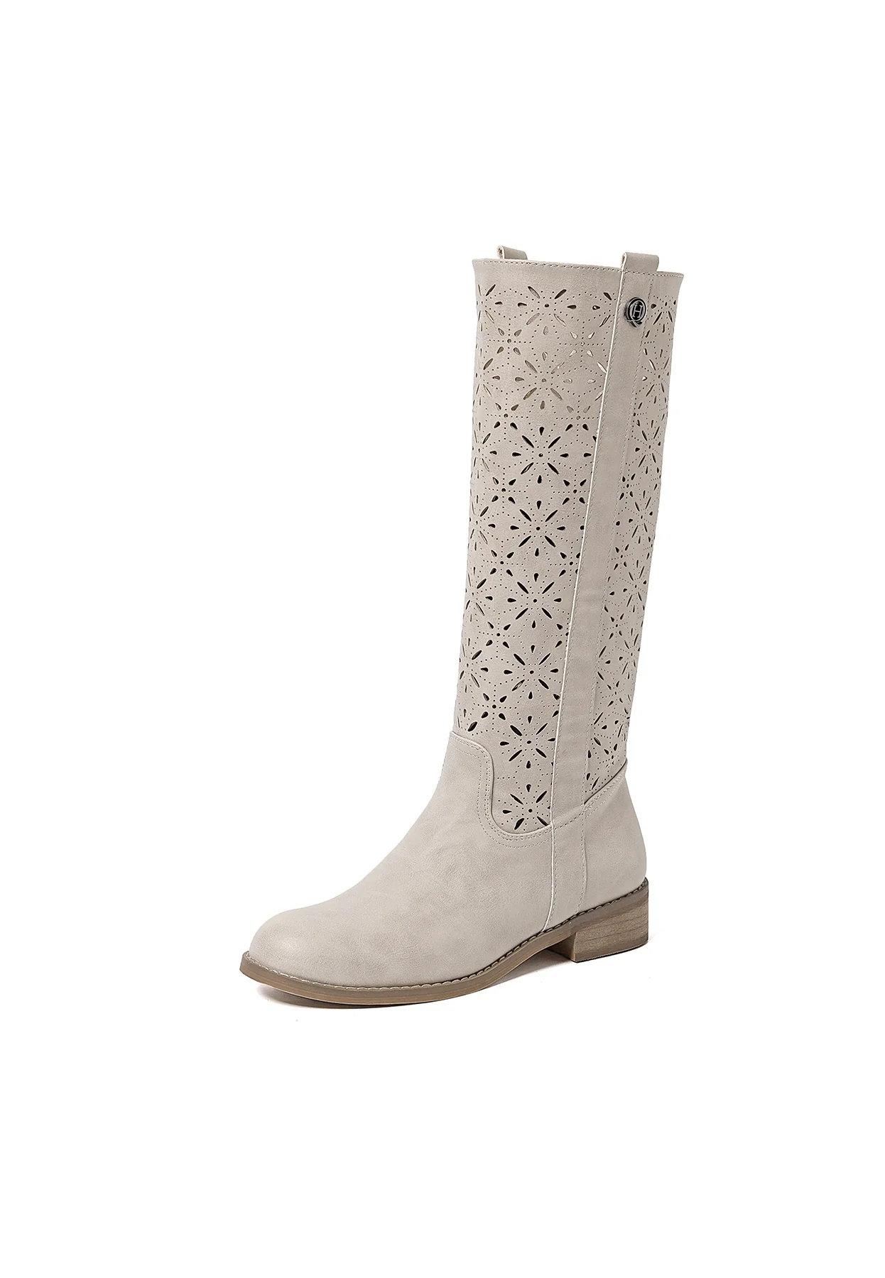 Stivale traforato beige con tacco basso X28-106 - Image 6
